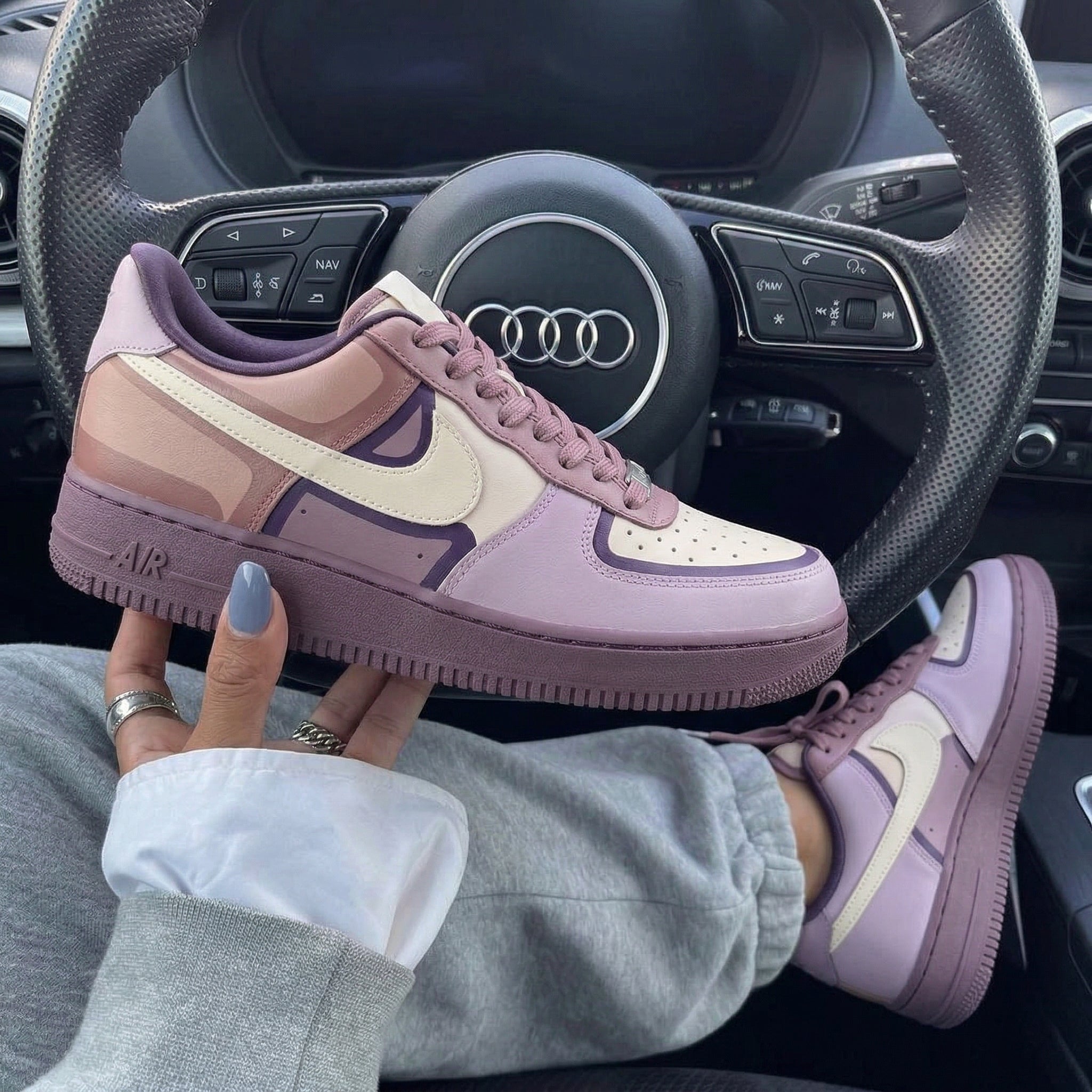 Purple Baby Pink Beige Layered Shadow Custom Air Force 1-shecustomize