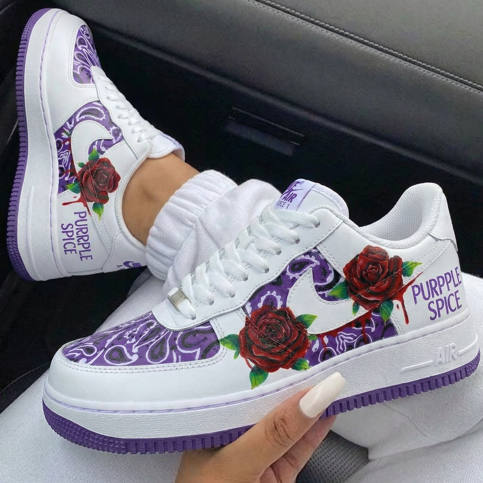 Purple Bandana Rose Custom Air Force 1-shecustomize