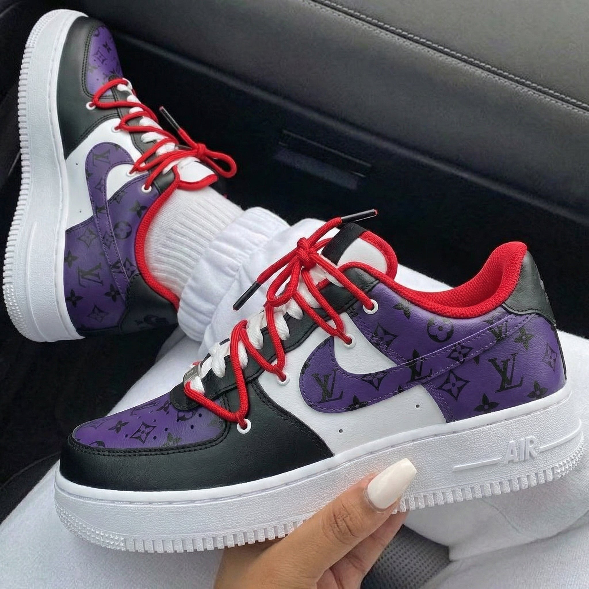 Purple Black Red LV Custom Air Force 1-shecustomize