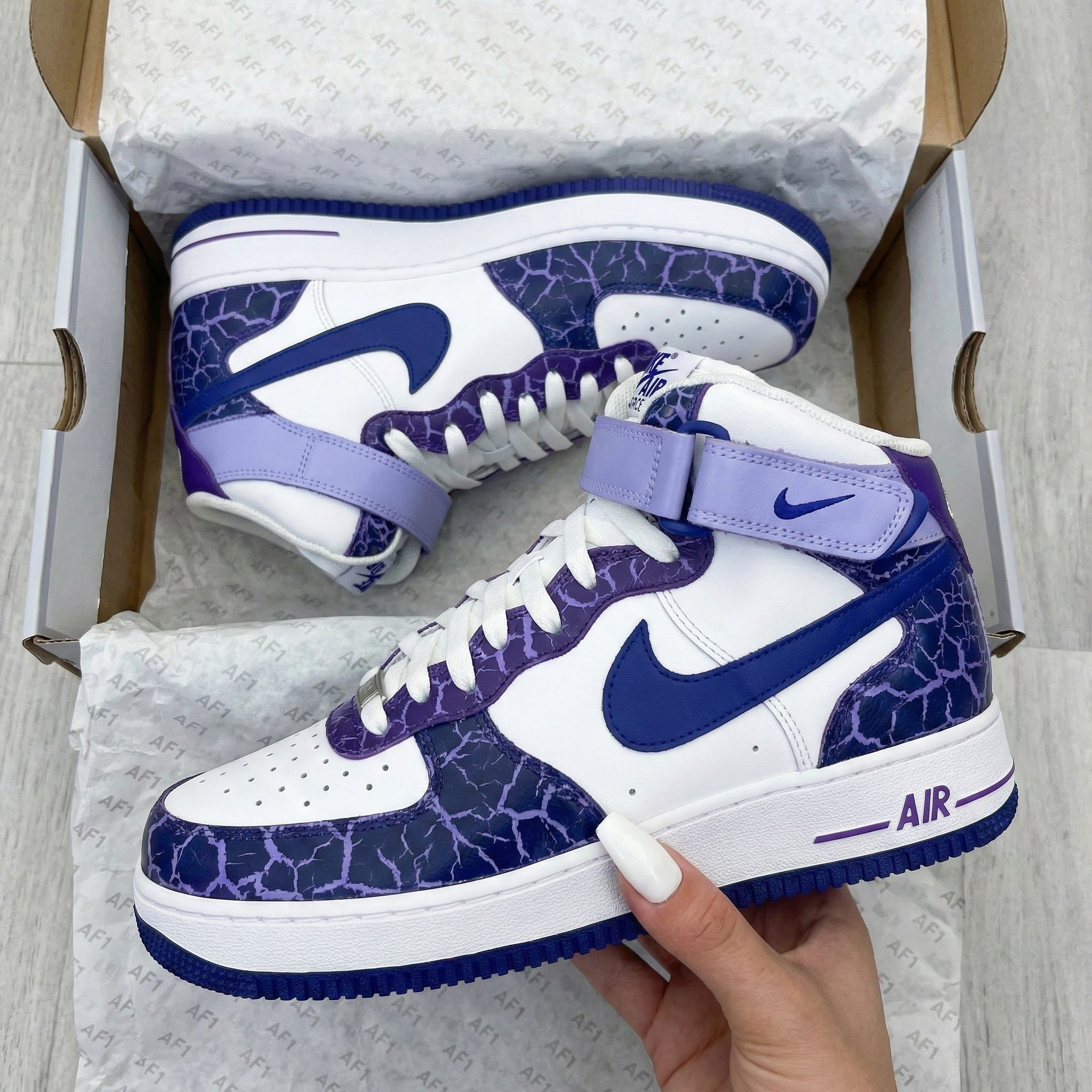 Purple Blue Crackle Custom Air Force 1-shecustomize