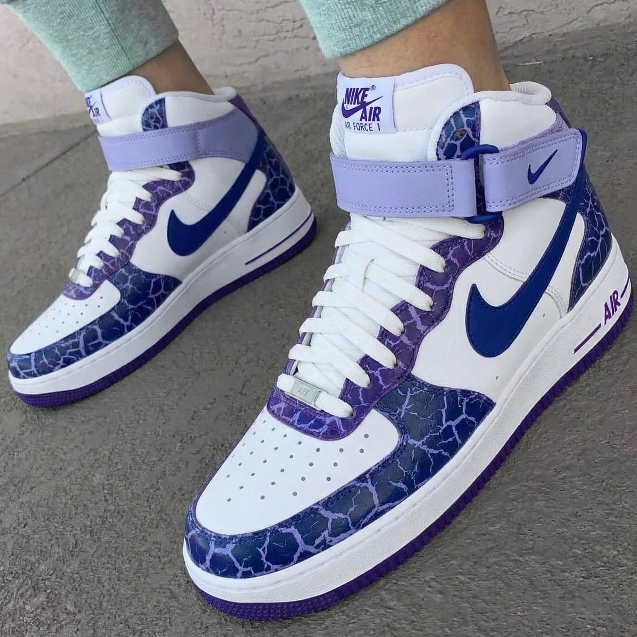 Purple Blue Crackle Custom Air Force 1-shecustomize