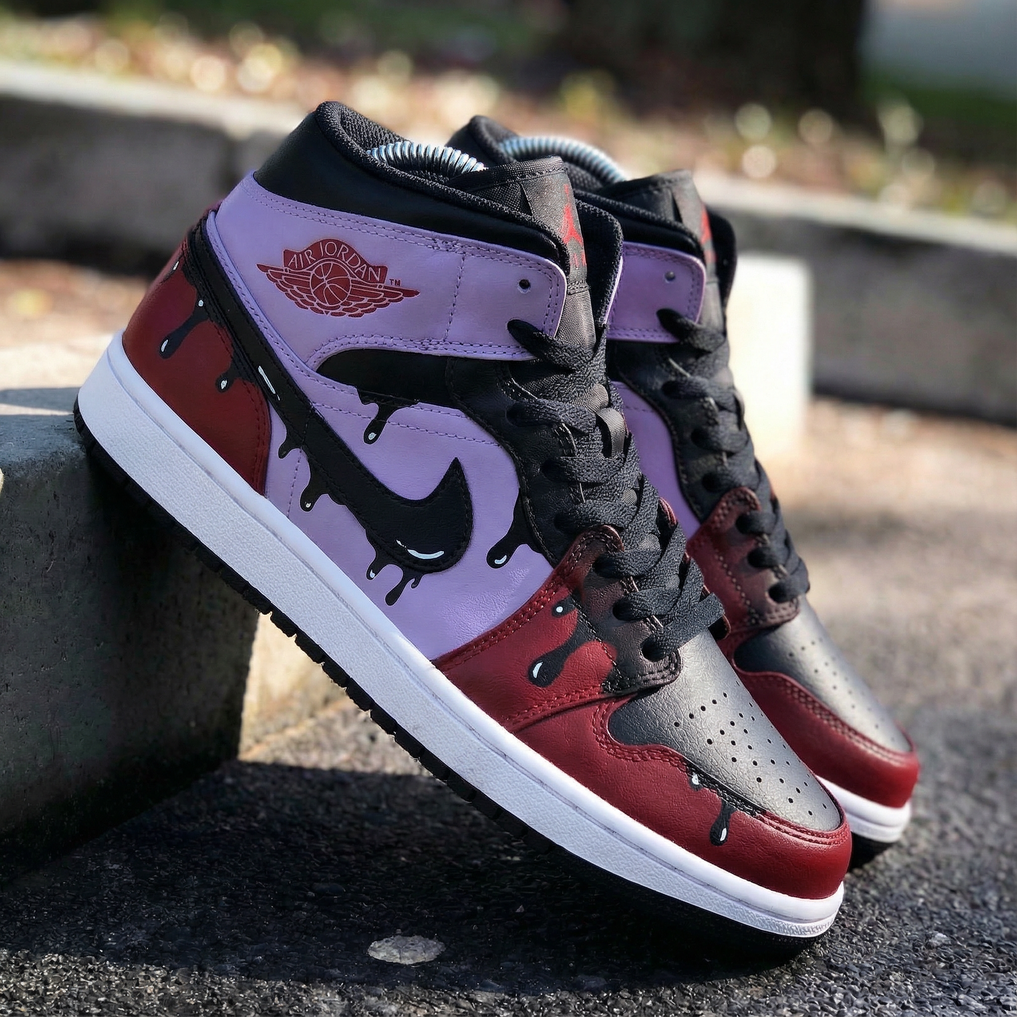 Purple Burgundy Drip Custom Air Jordan 1-shecustomize