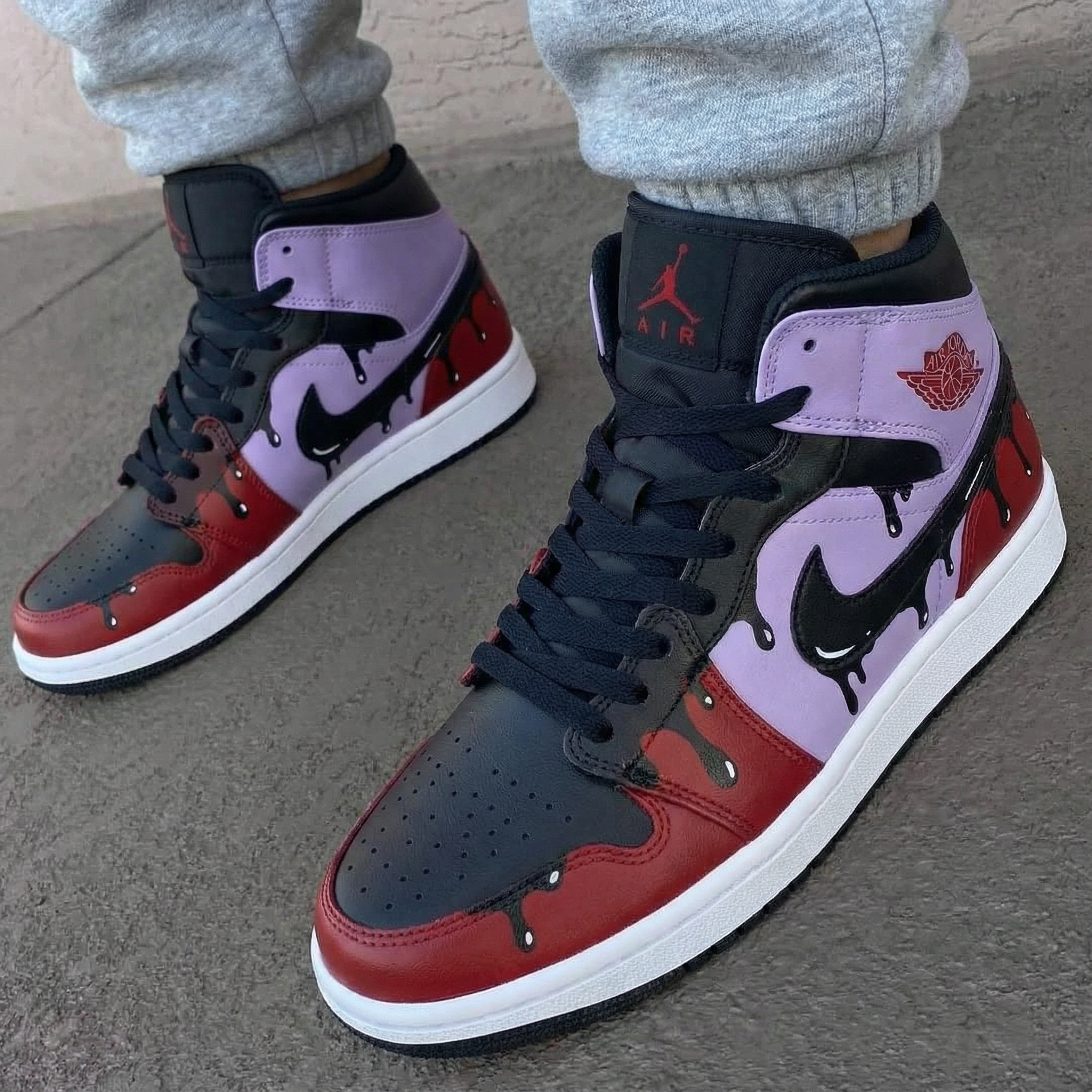 Purple Burgundy Drip Custom Air Jordan 1-shecustomize