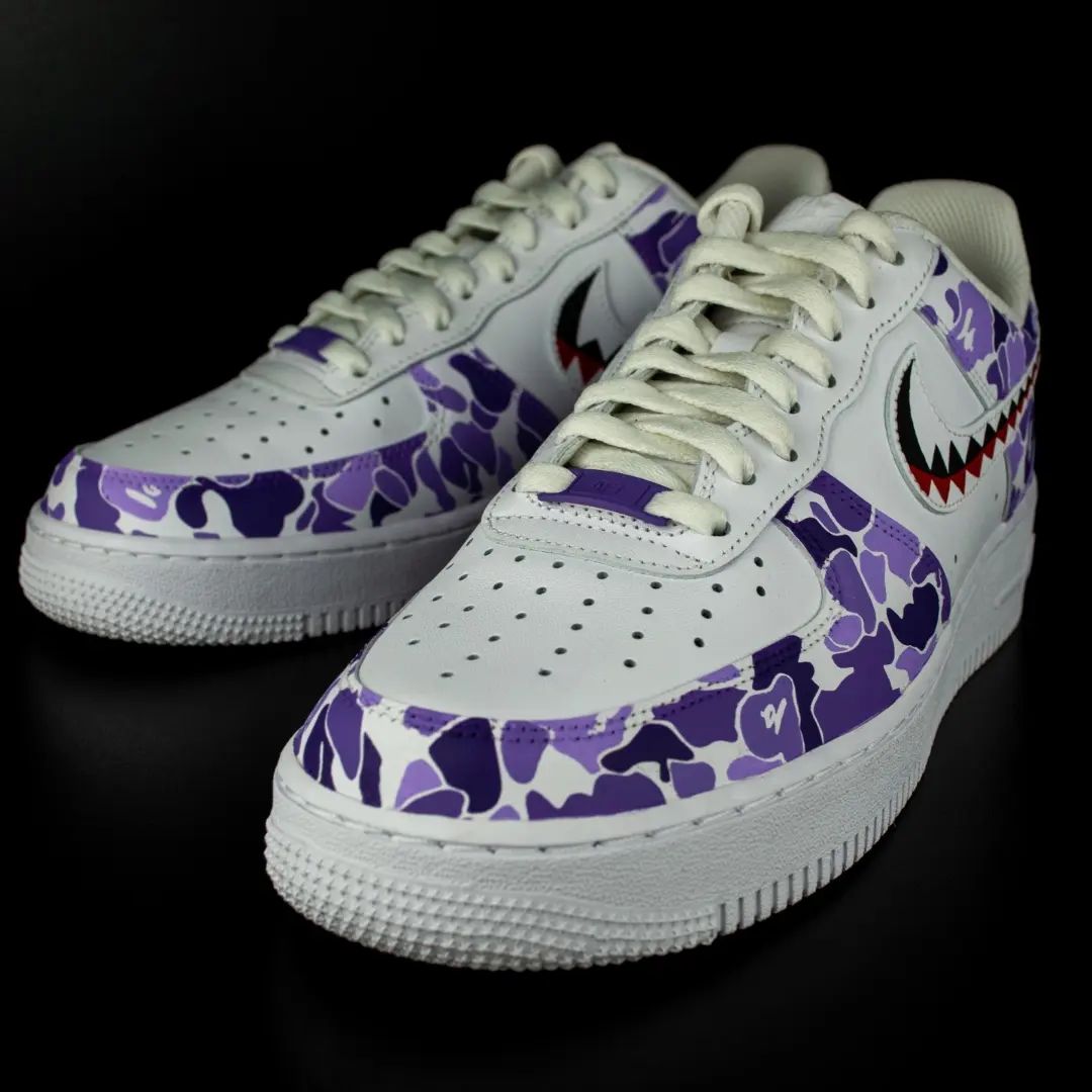 Purple Camo Shark Custom Air Force 1-shecustomize