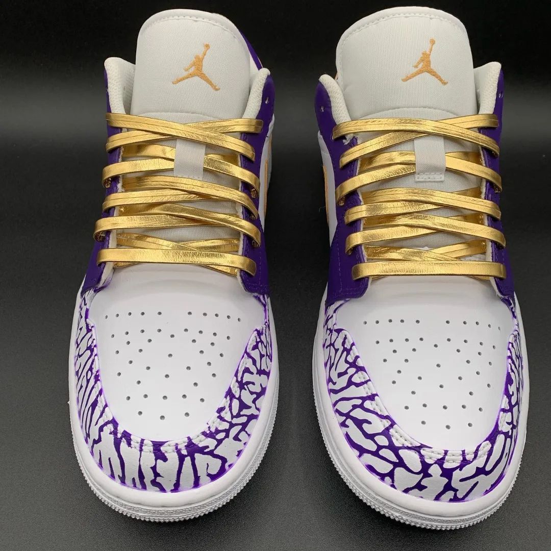 Purple Gold Crackle Custom Air Jordan 1-shecustomize