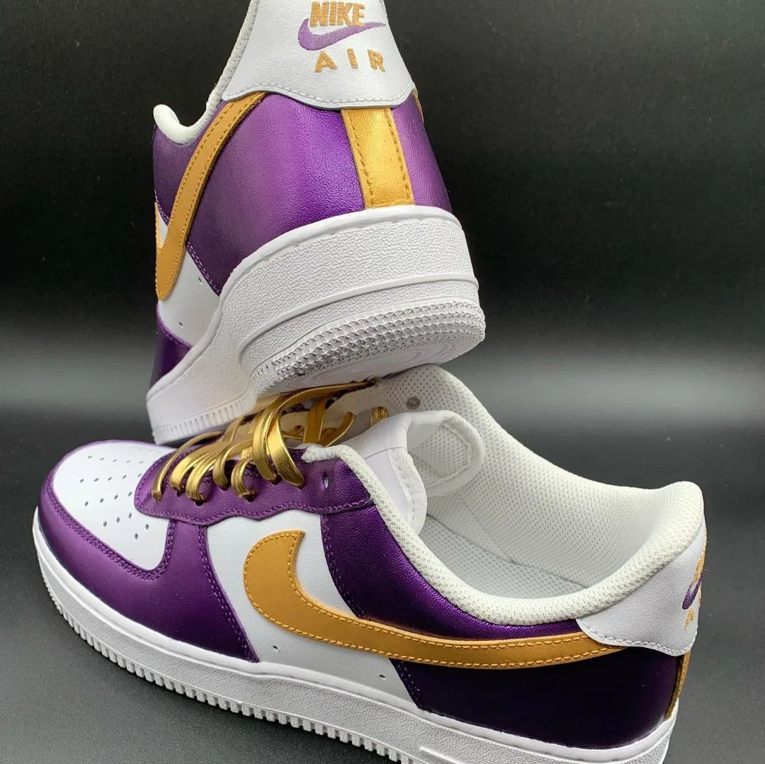 Purple Gold White Custom Air Force 1-shecustomize