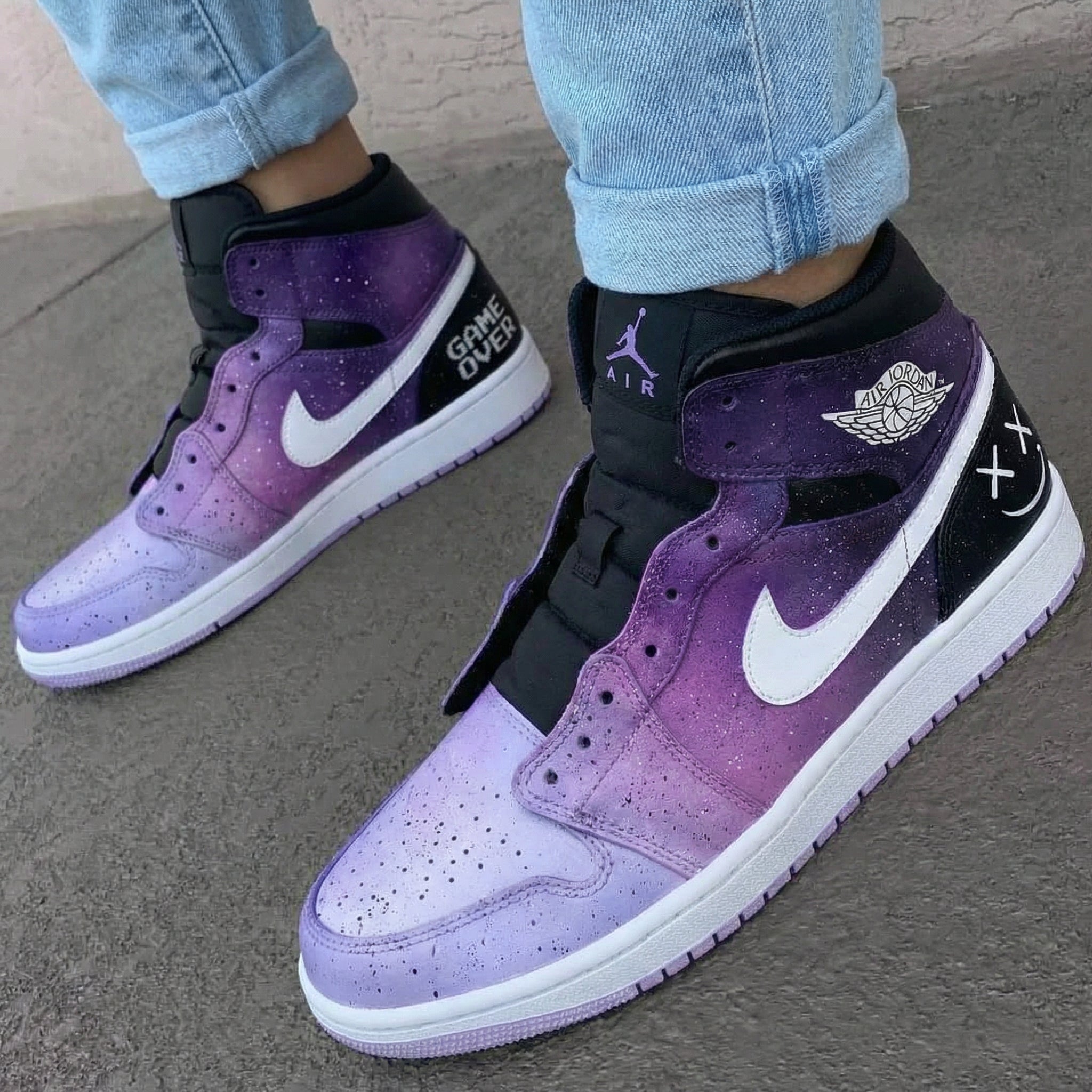 Purple Gradient Starry Custom Air Jordan 1-shecustomize