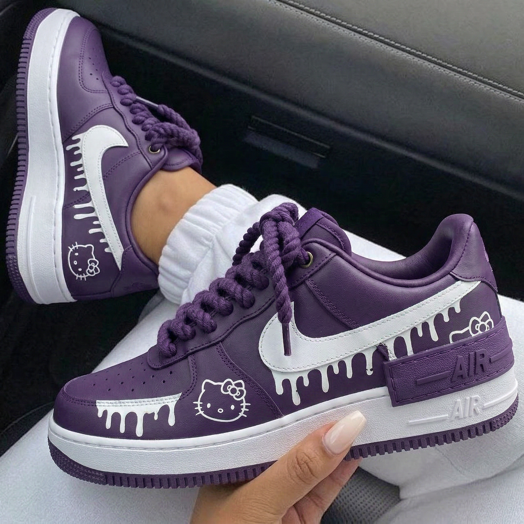 Purple Hello Kitty Drip Custom Air Force 1 Shadow-shecustomize