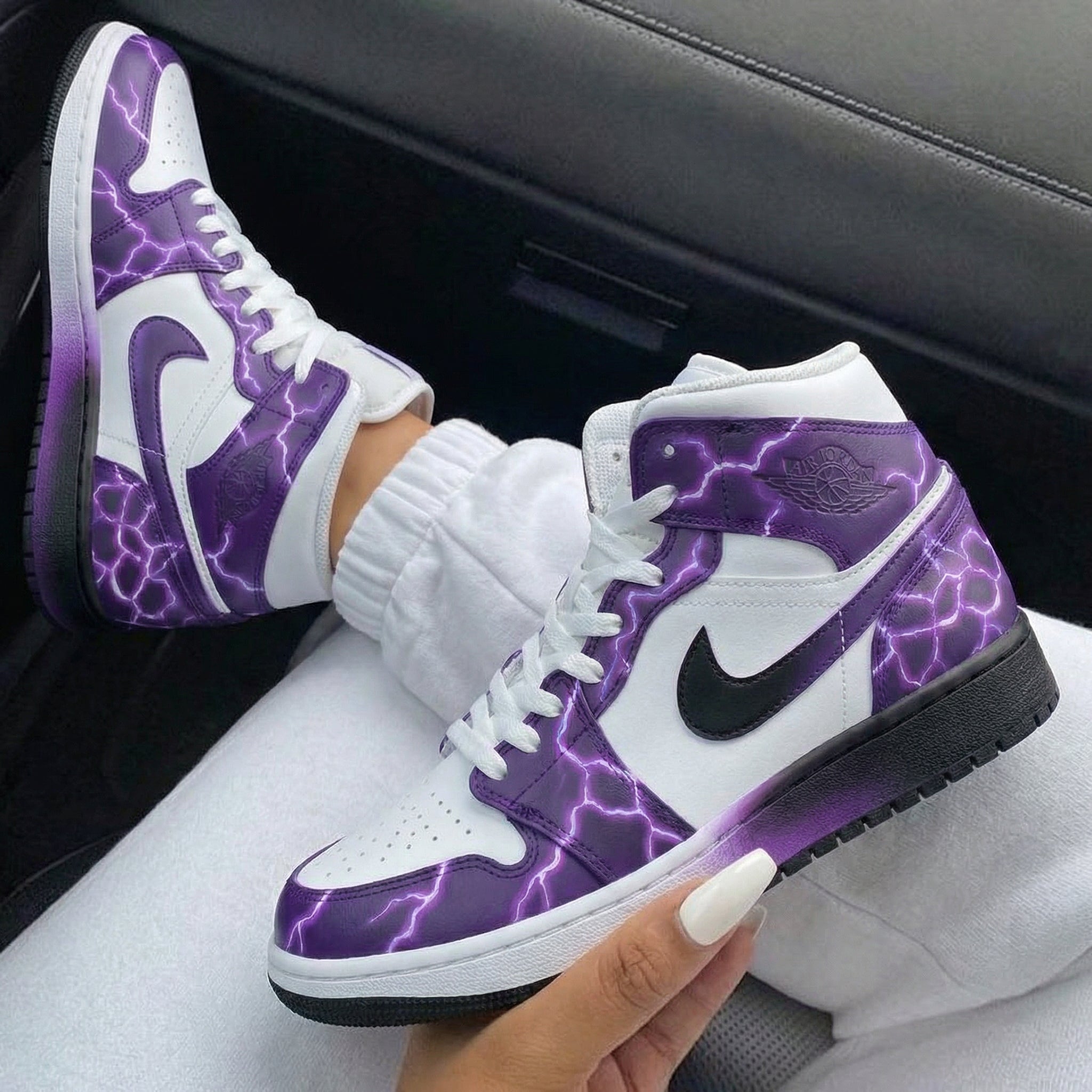 Purple Lightning Custom Air Jordan 1-shecustomize