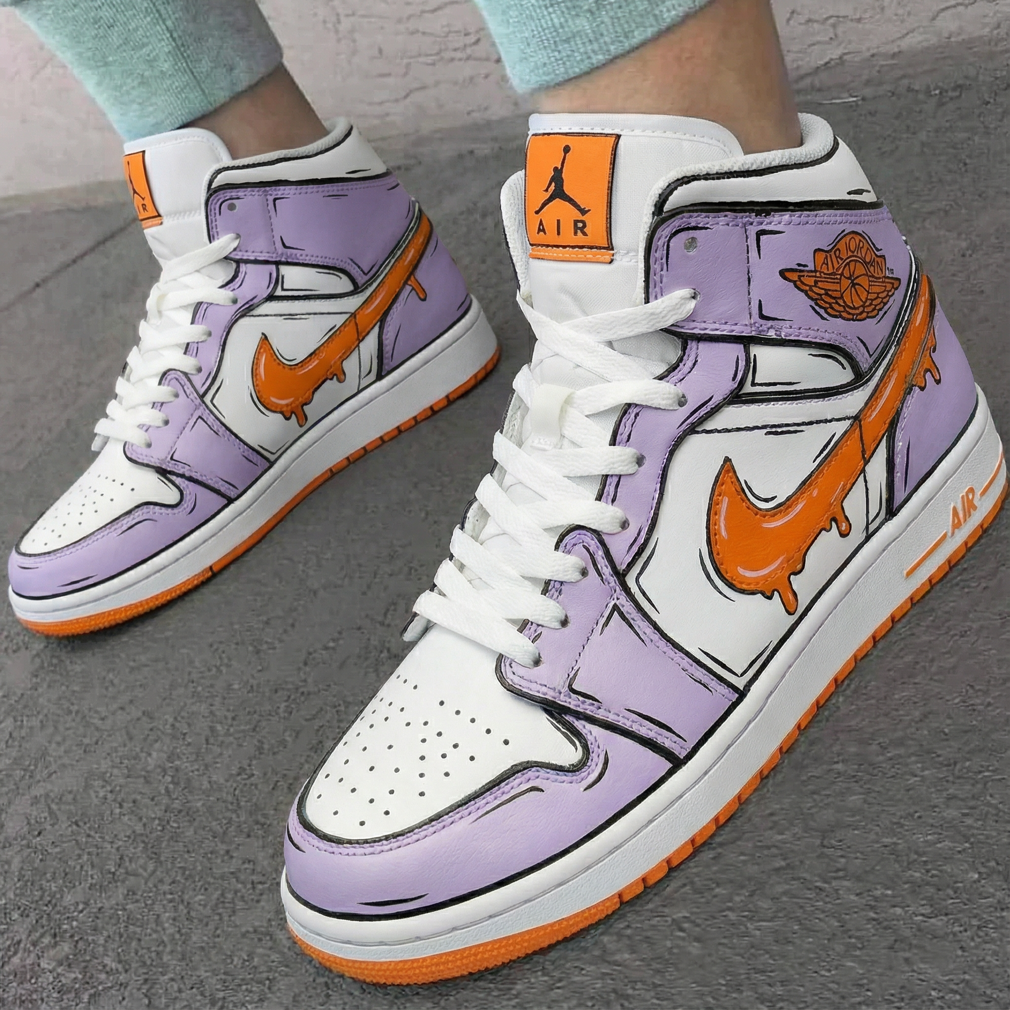 Purple Orange Cartoon Custom Air Jordan 1-shecustomize