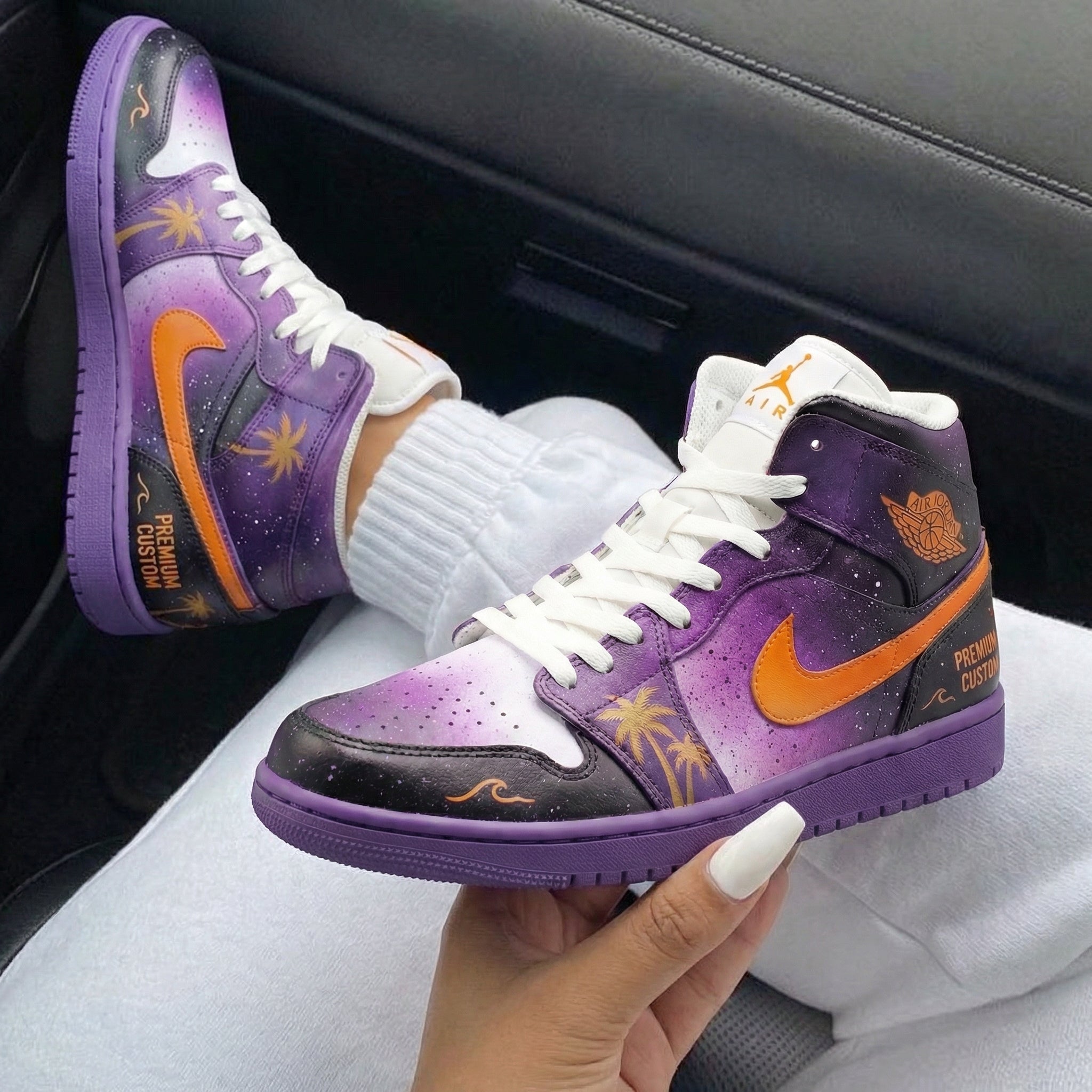 Purple Orange Palm - Tree Custom Air Jordan 1-shecustomize