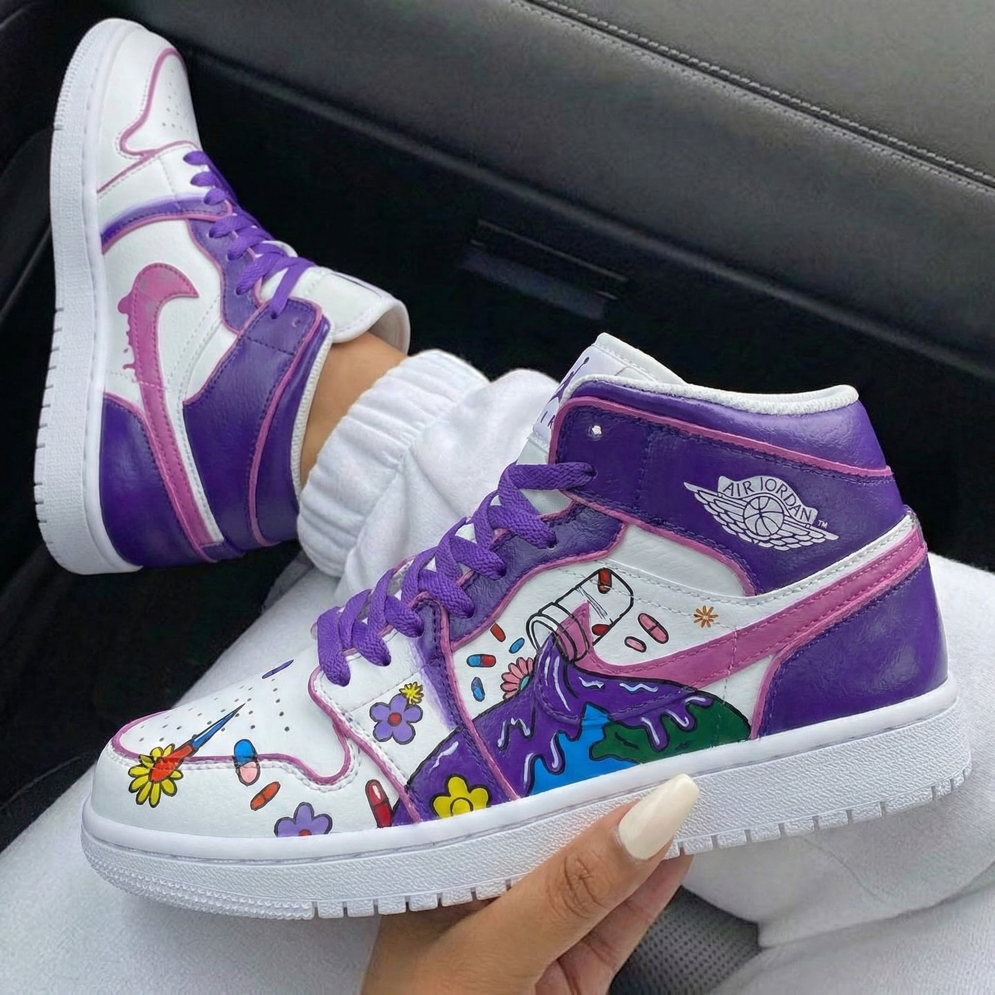 Purple Pink Cartoon Custom Air Jordan 1-shecustomize