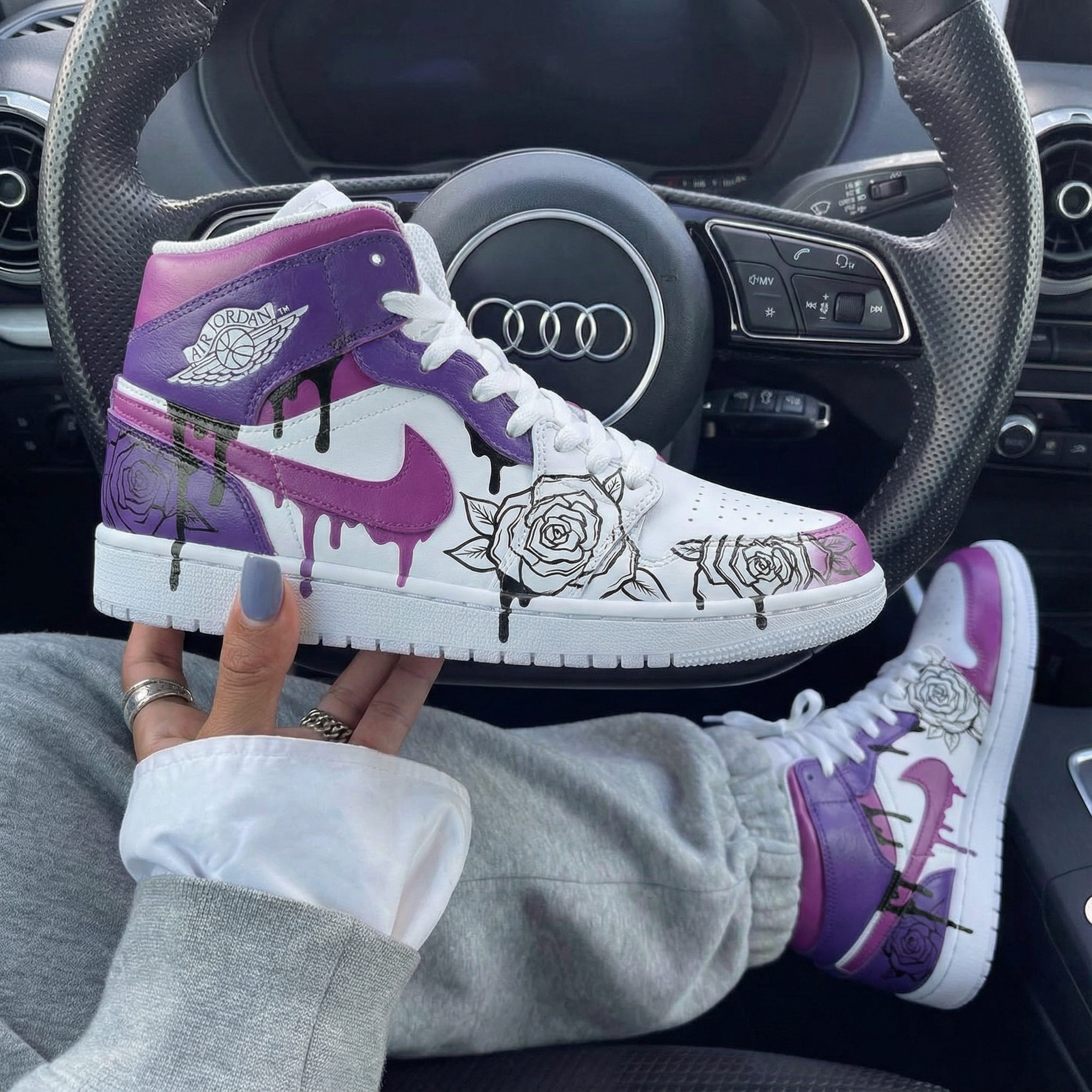 Purple Pink Rose Custom Air Jordan 1-shecustomize