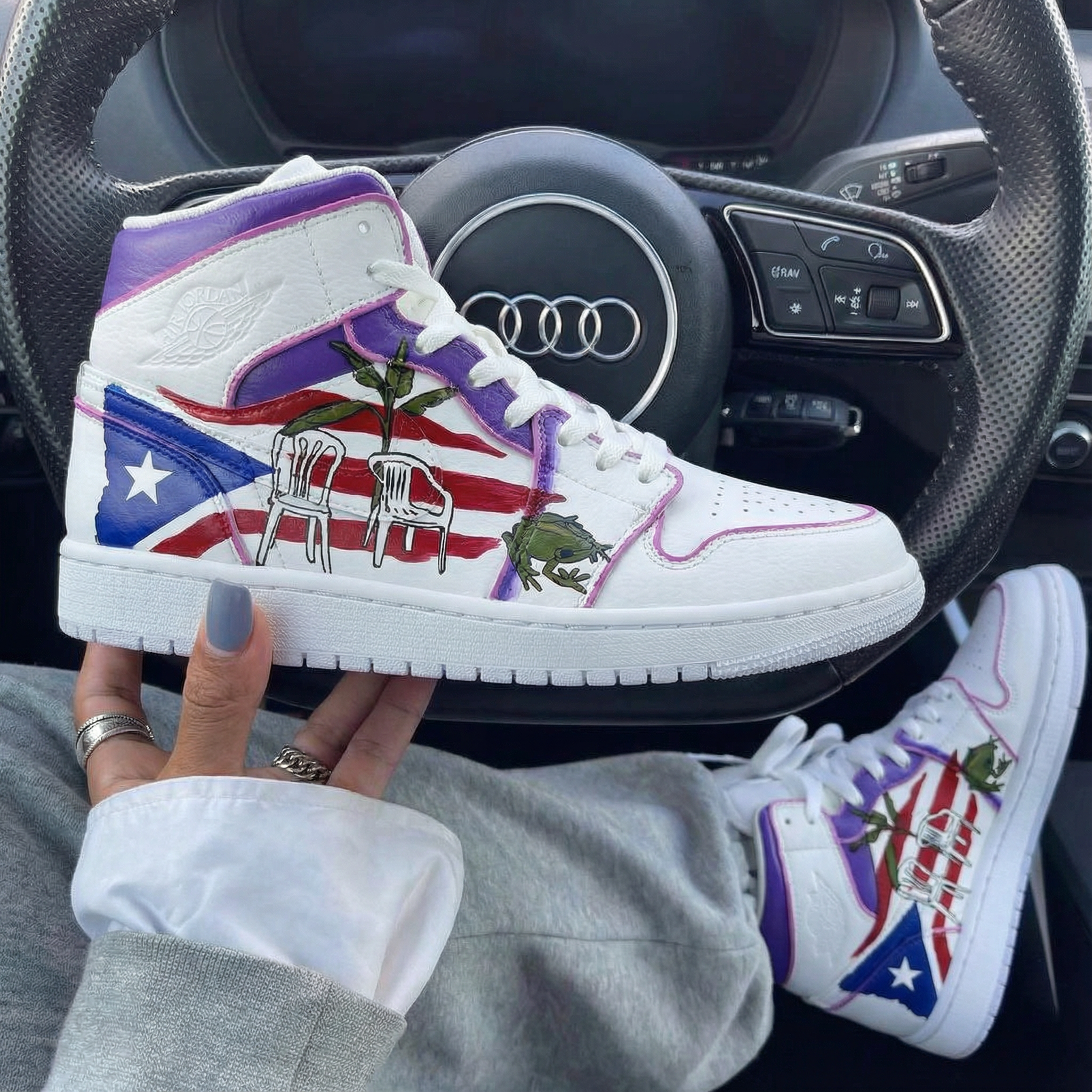 Purple Red Blue Frog Pattern Custom Air Jordan 1-shecustomize