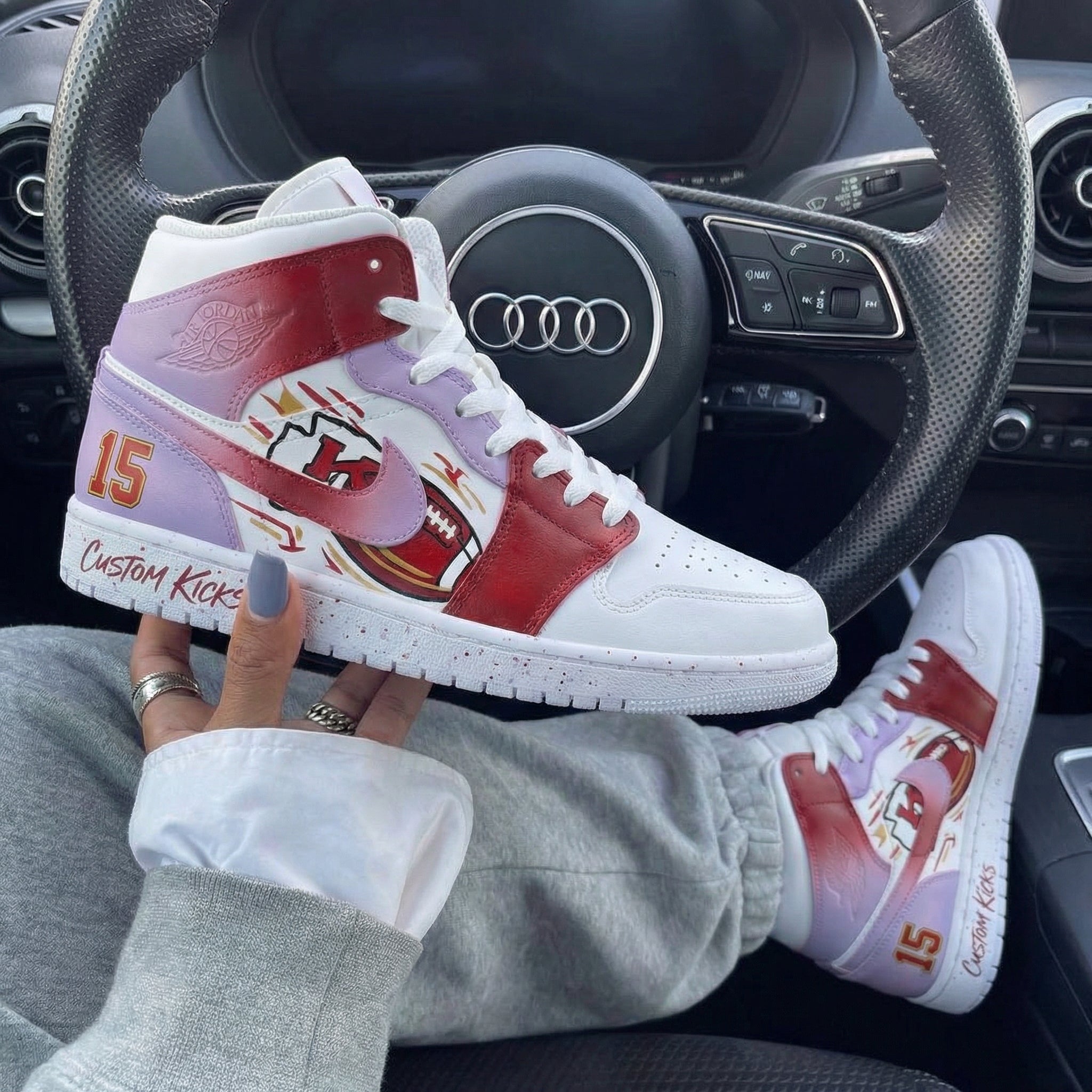 Purple Red Football Theme Custom Air Jordan 1-shecustomize