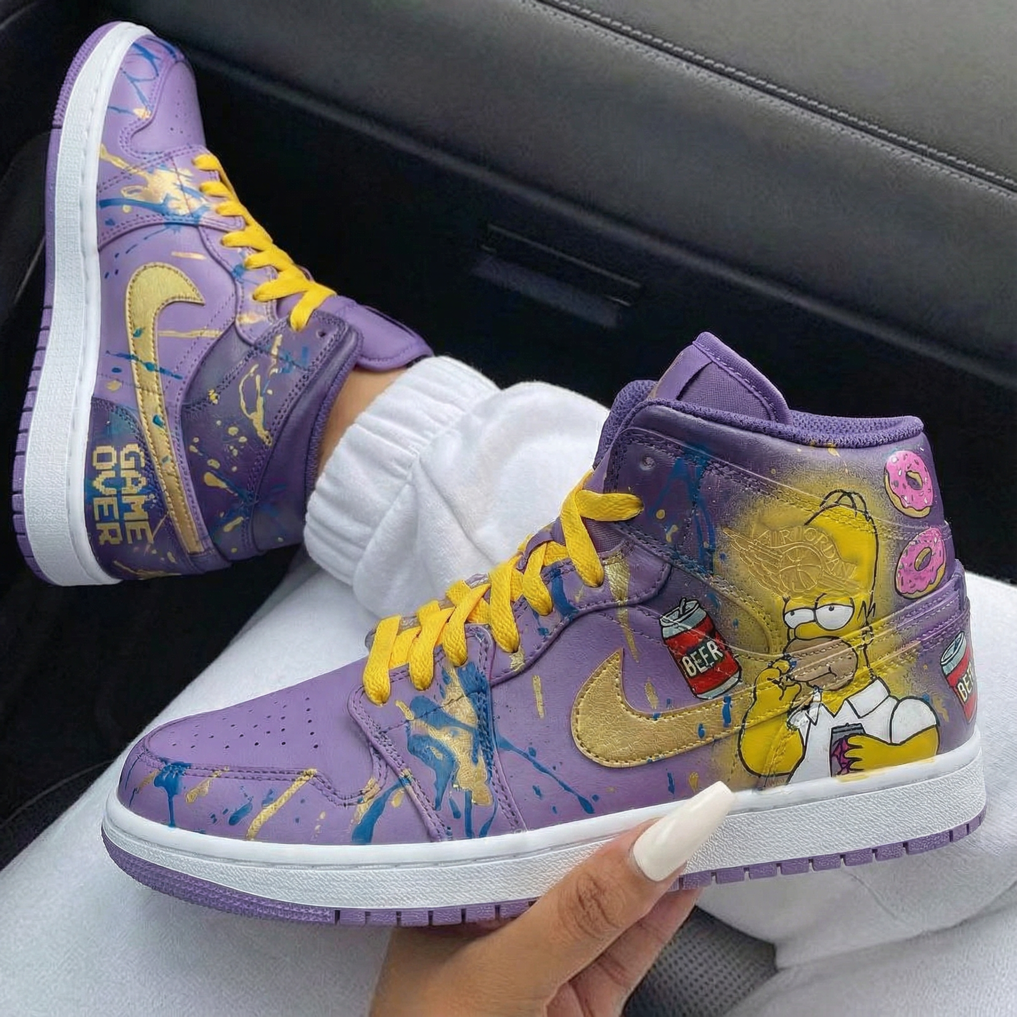 Purple Splatter The Simpsons Custom Air Jordan 1-shecustomize