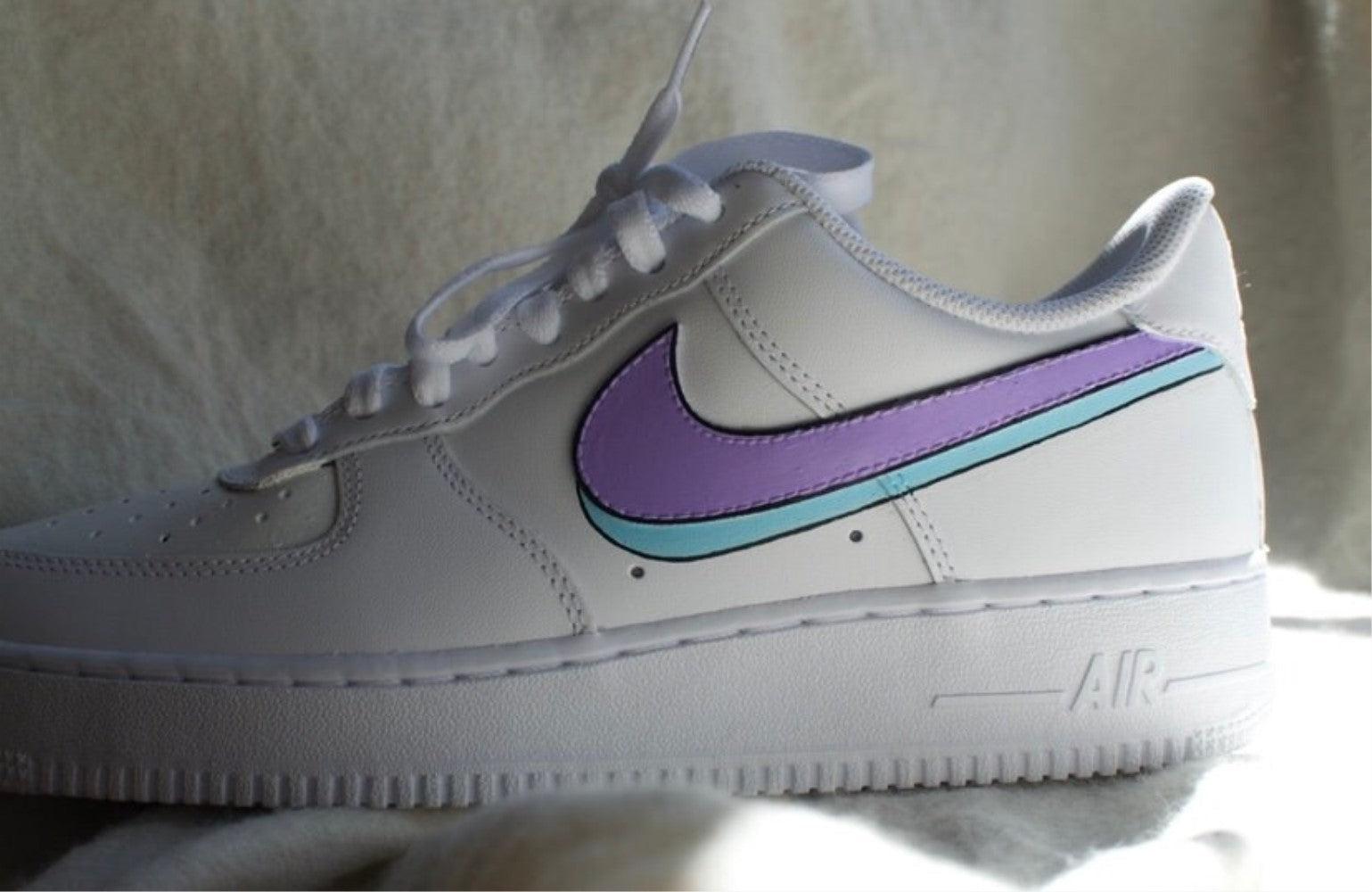 Purple Swoosh Custom Air Force 1-shecustomize