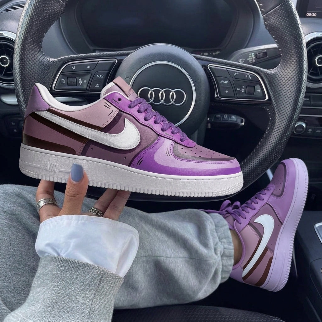 Purple White Cartoon Custom Air Force 1-shecustomize
