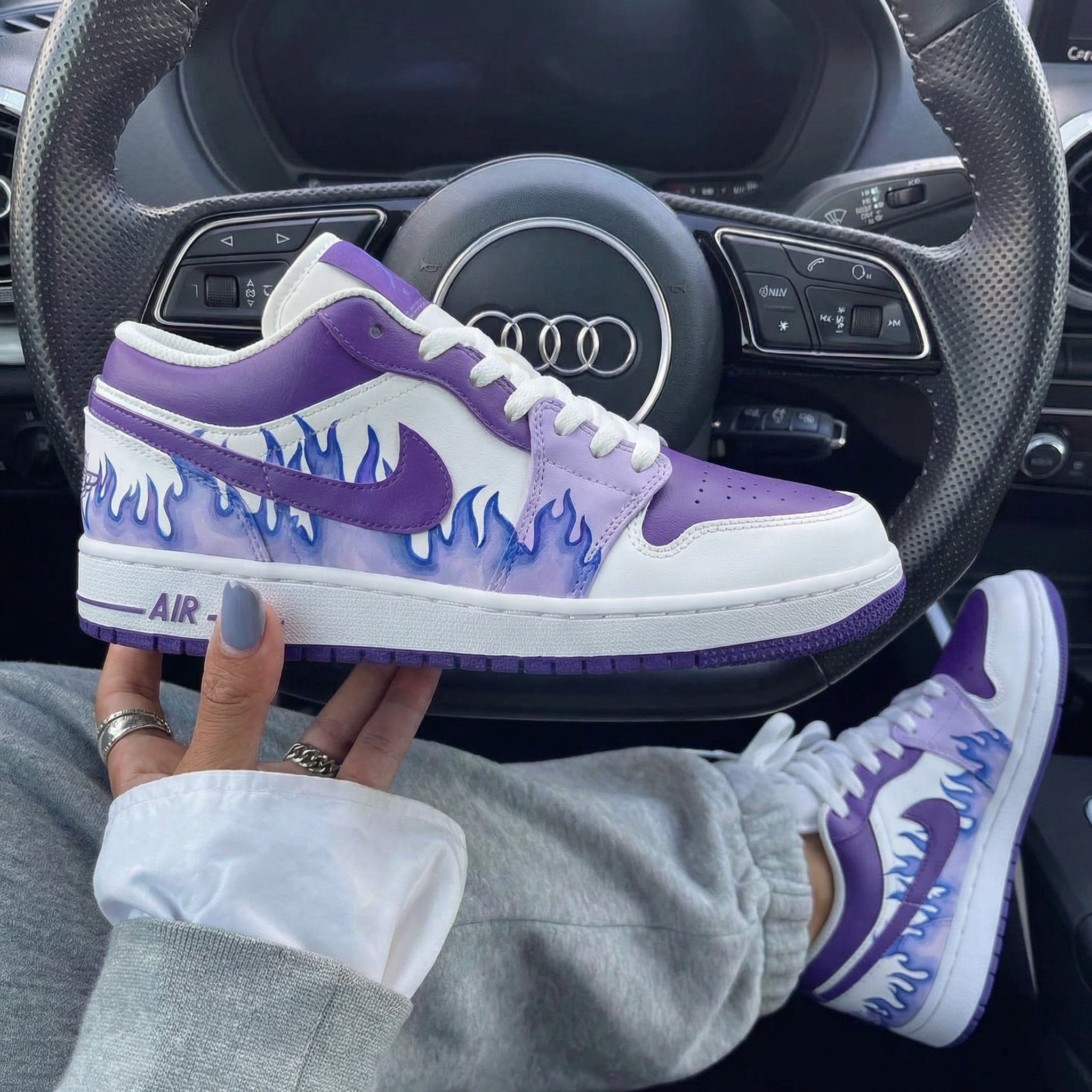 Purple White Flame Custom Air Jordan 1-shecustomize