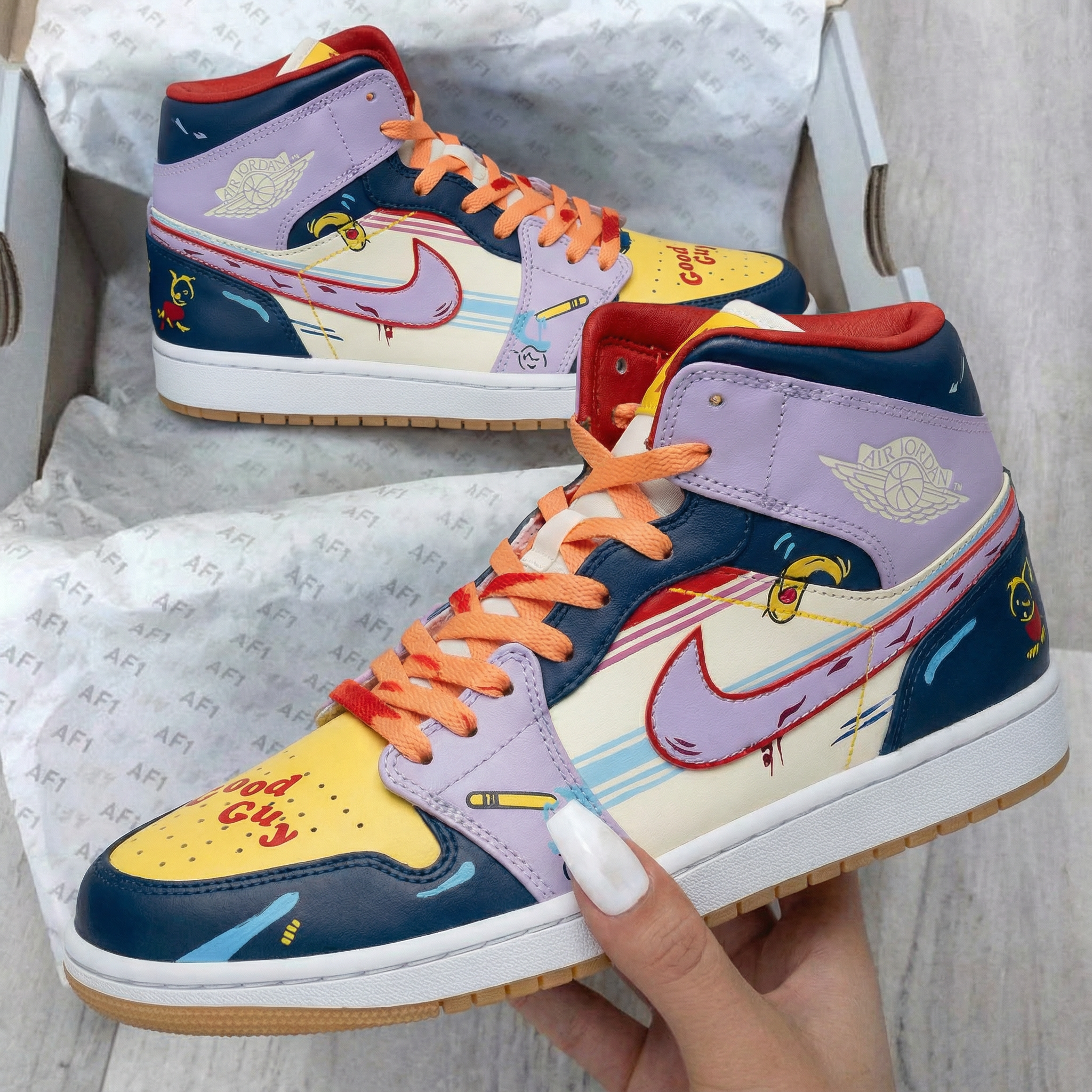Purple Yellow Cartoon Custom Air Jordan 1-shecustomize