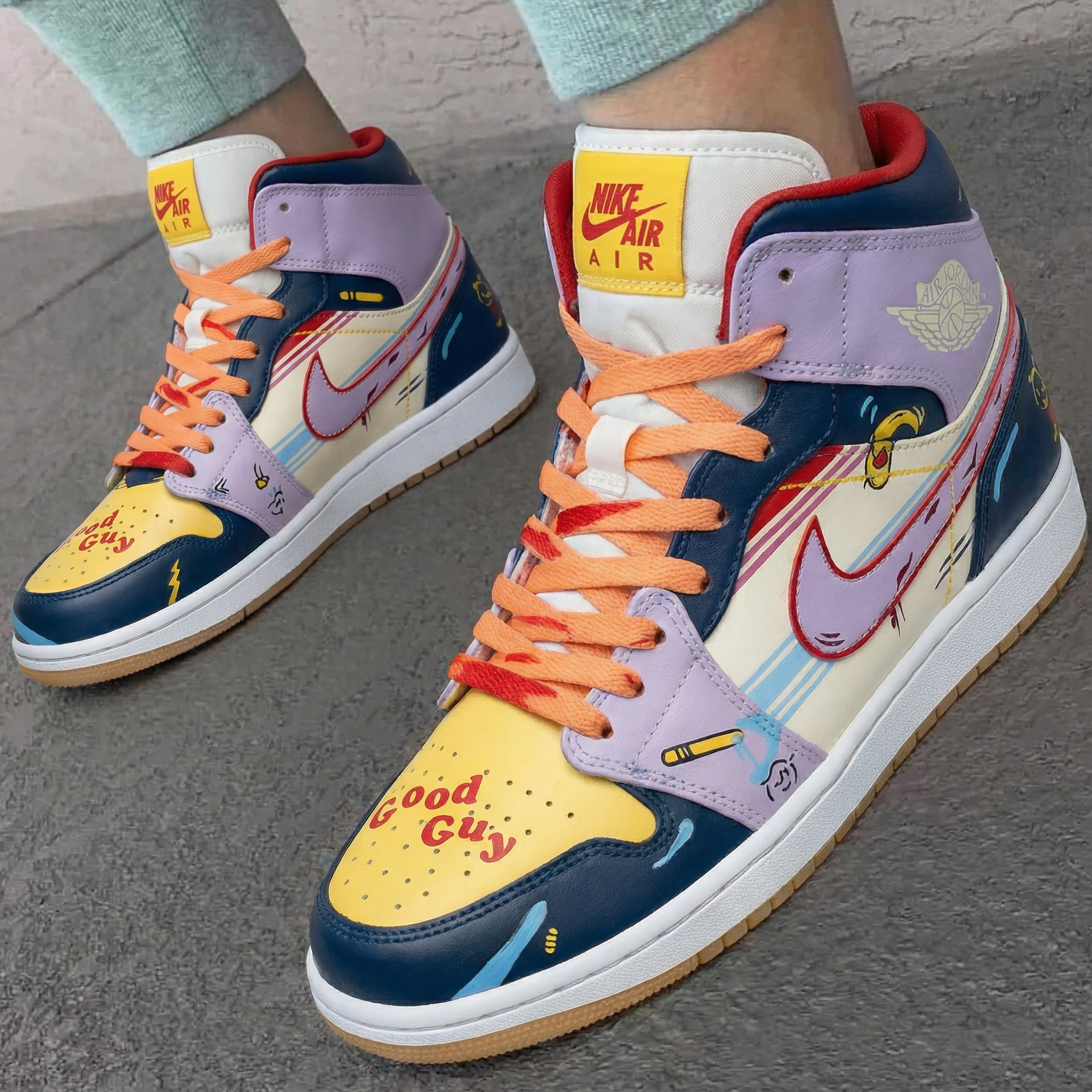Purple Yellow Cartoon Custom Air Jordan 1-shecustomize