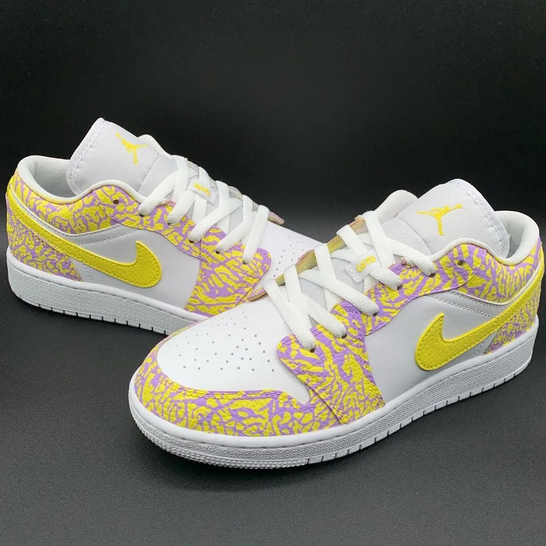 Purple Yellow Crackle Custom Air Jordan 1-shecustomize