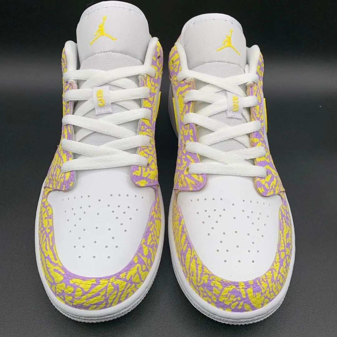 Purple Yellow Crackle Custom Air Jordan 1-shecustomize