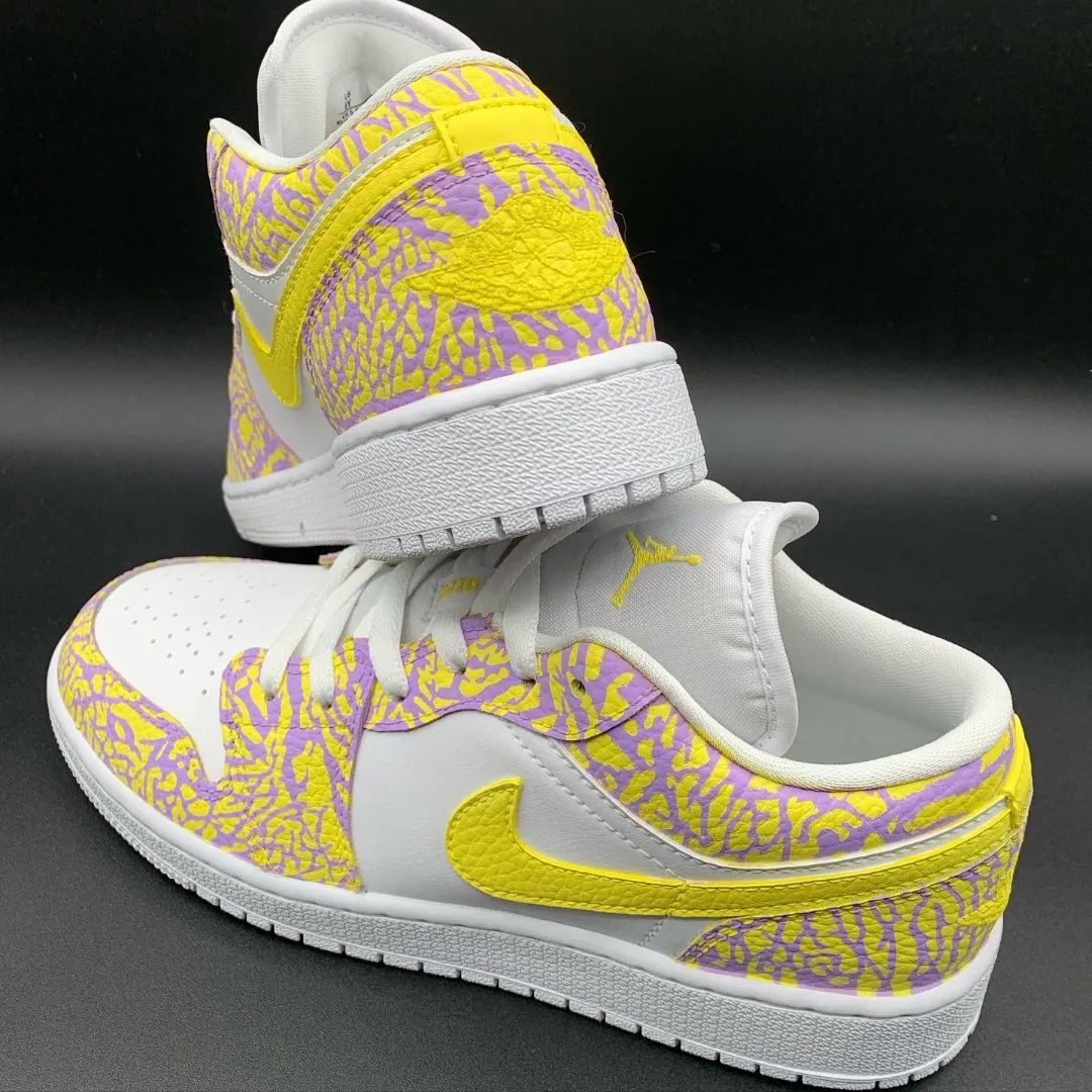 Purple Yellow Crackle Custom Air Jordan 1-shecustomize