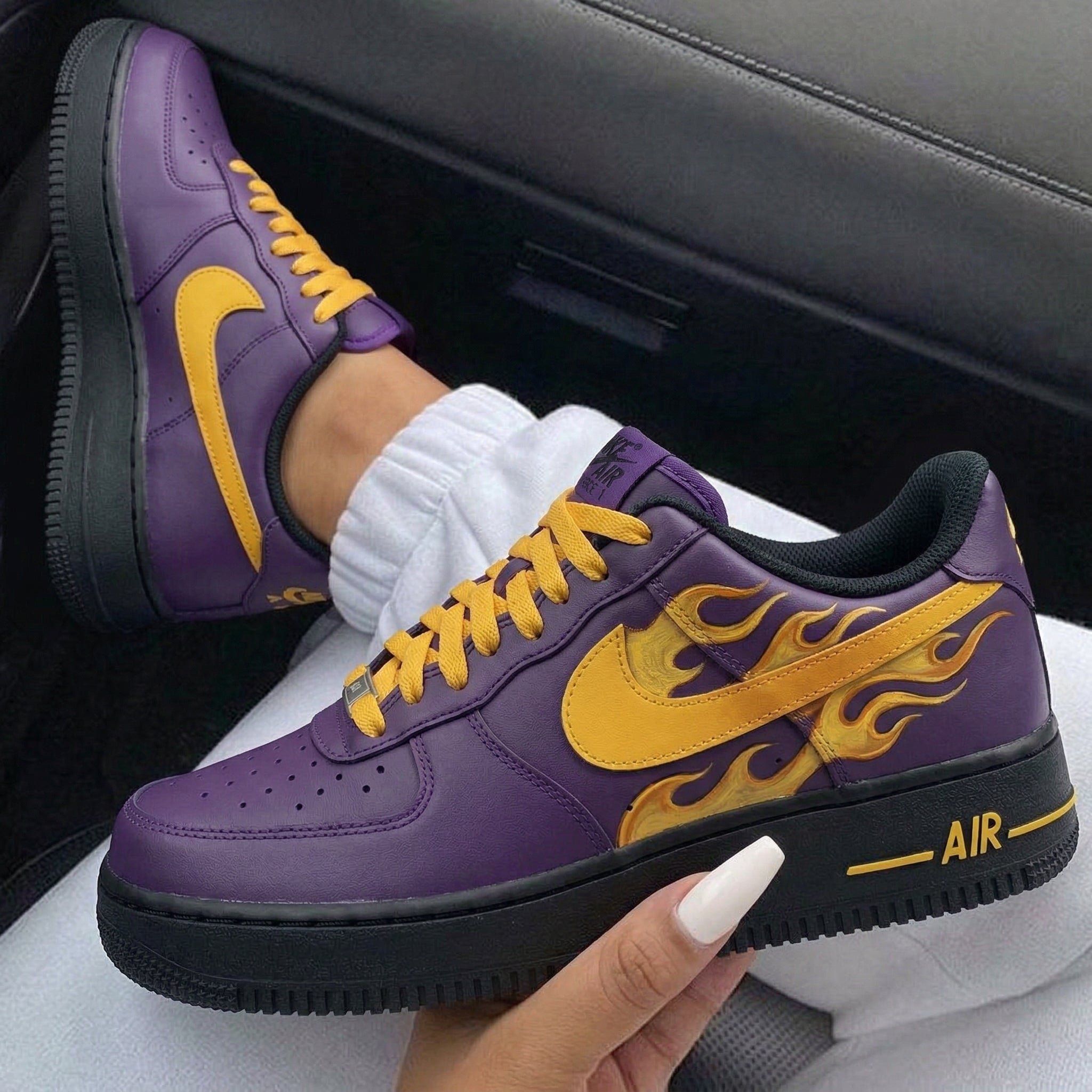 Purple Yellow Flame Custom Air Force 1-shecustomize