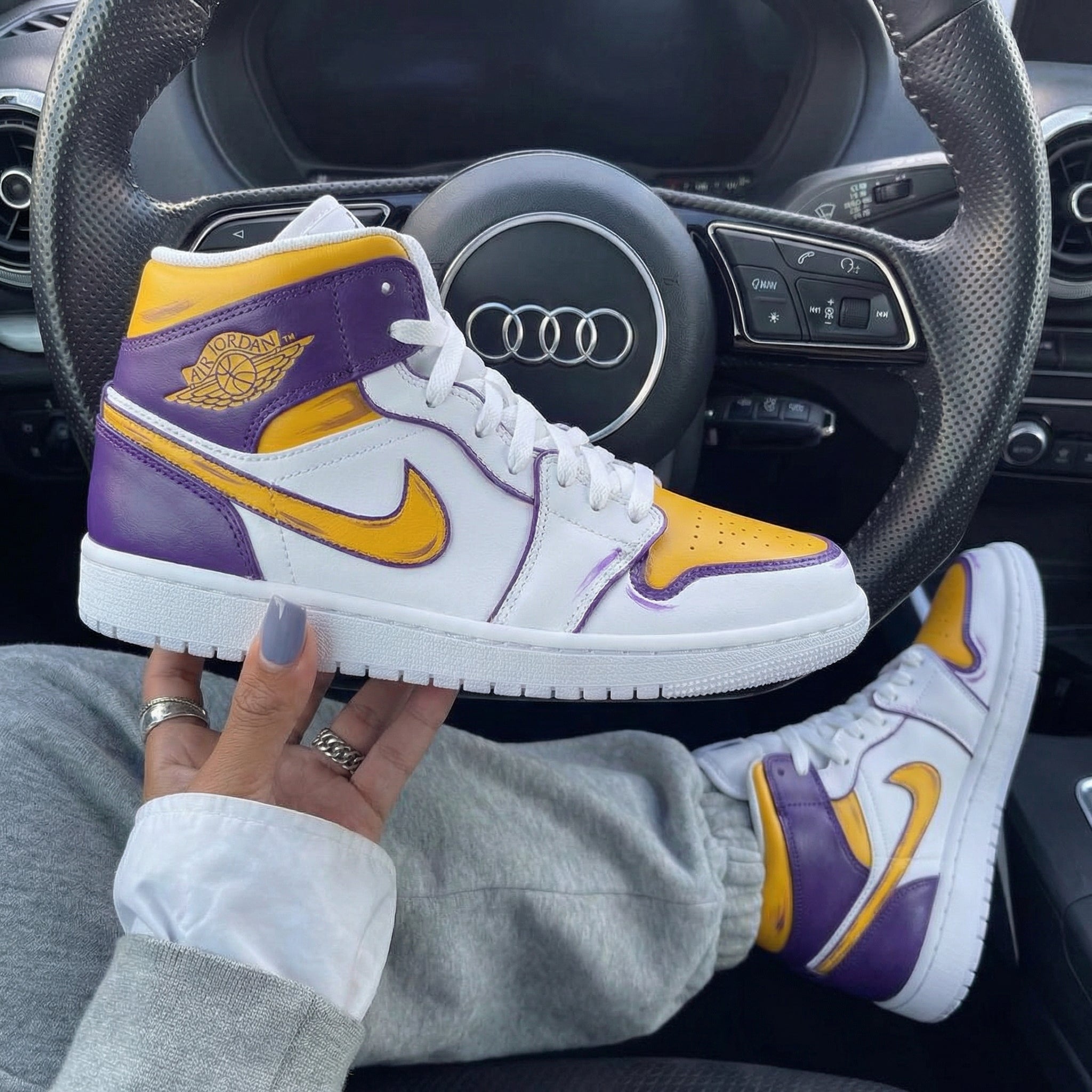 Purple Yellow Sketch Custom Air Jordan 1-shecustomize