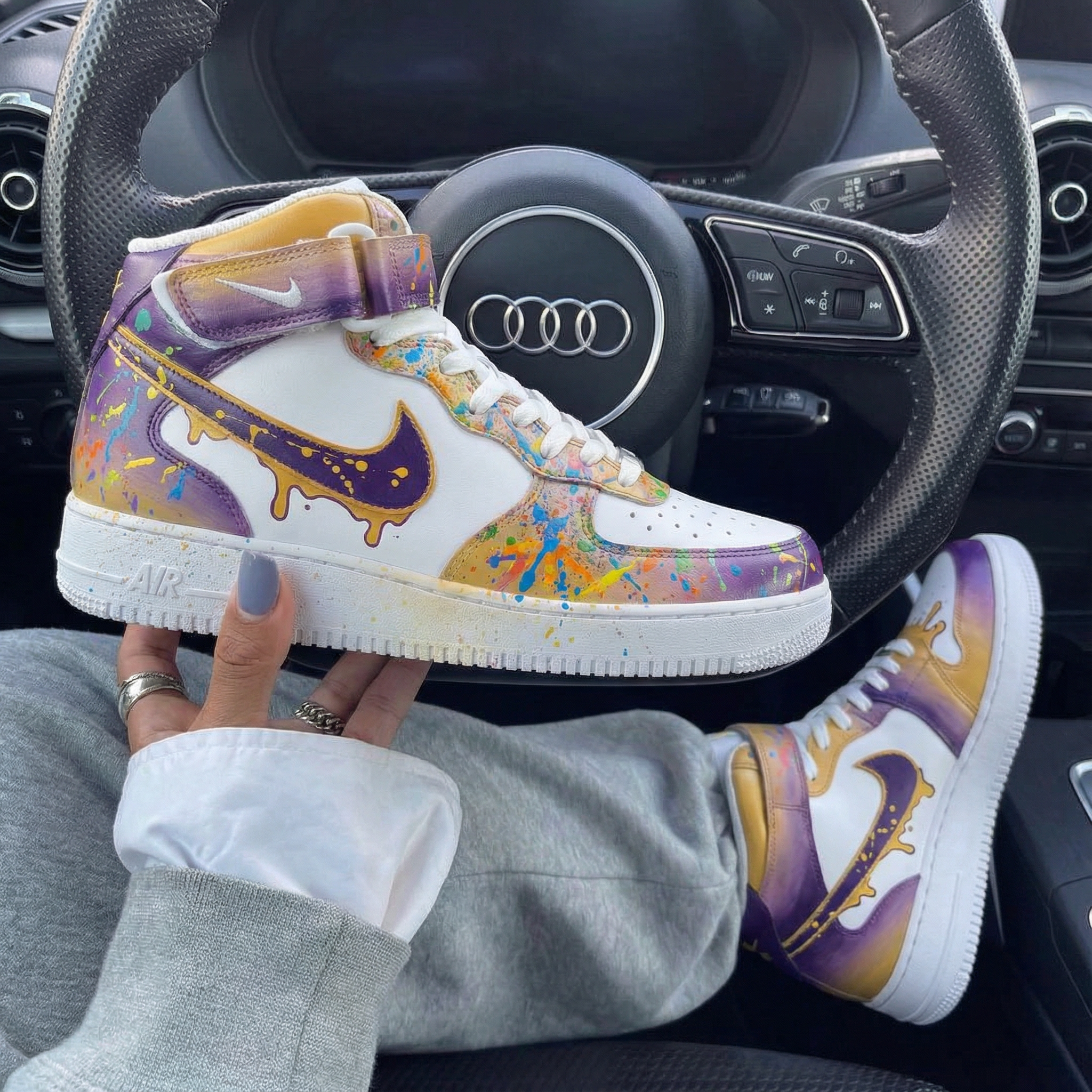 Purple Yellow Splatter Custom Air Force 1-shecustomize