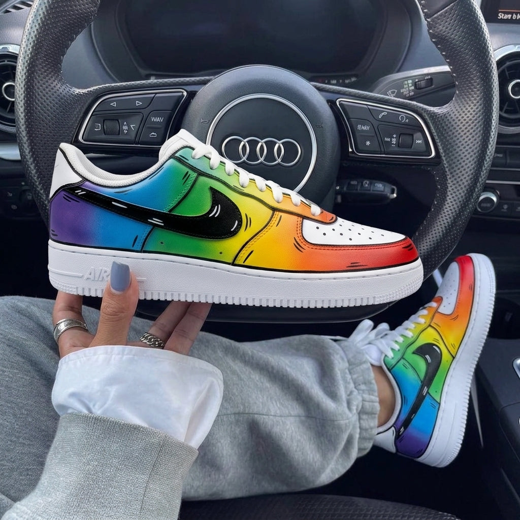 Rainbow Gradient Cartoon Custom Air Force 1-shecustomize