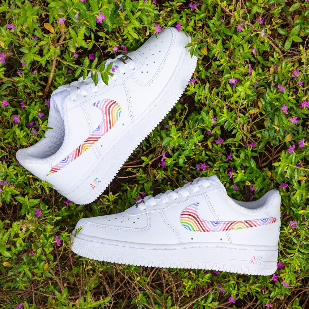 Rainbow Swoosh Air Force 1s Custom Shoes Sneakers-shecustomize