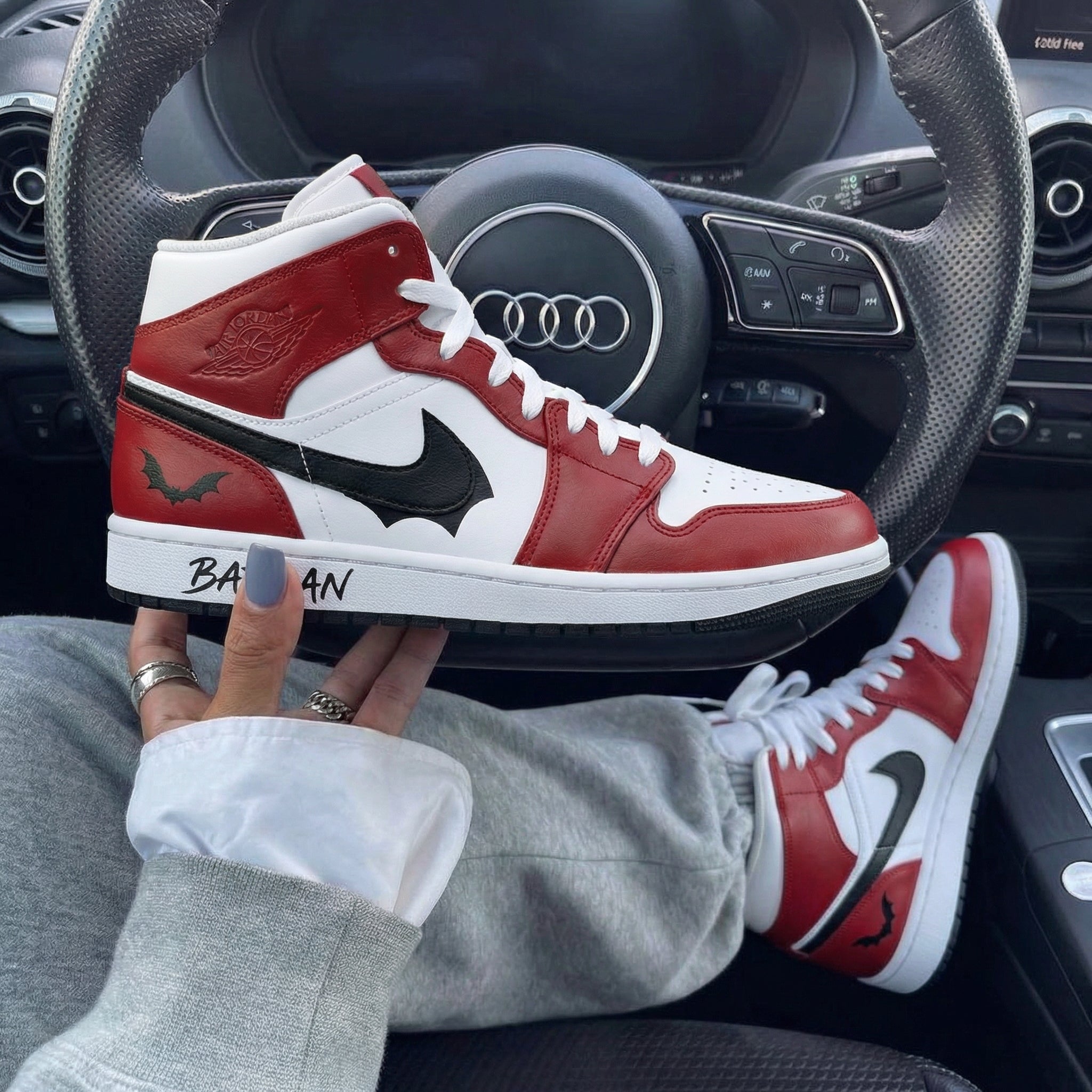 Red Black Batman Bats Custom Air Jordan 1-shecustomize