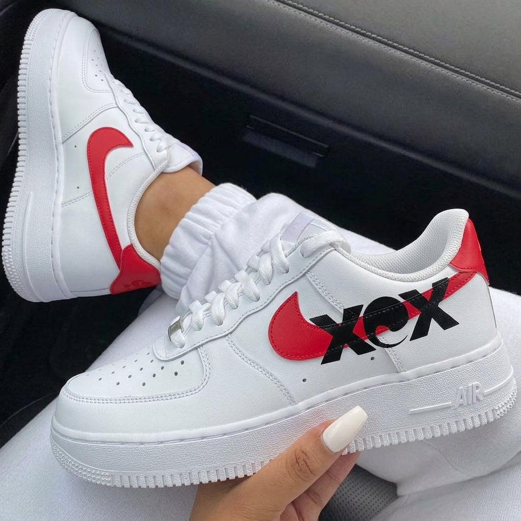 Red Black Charli XCX Custom Air Force 1-shecustomize