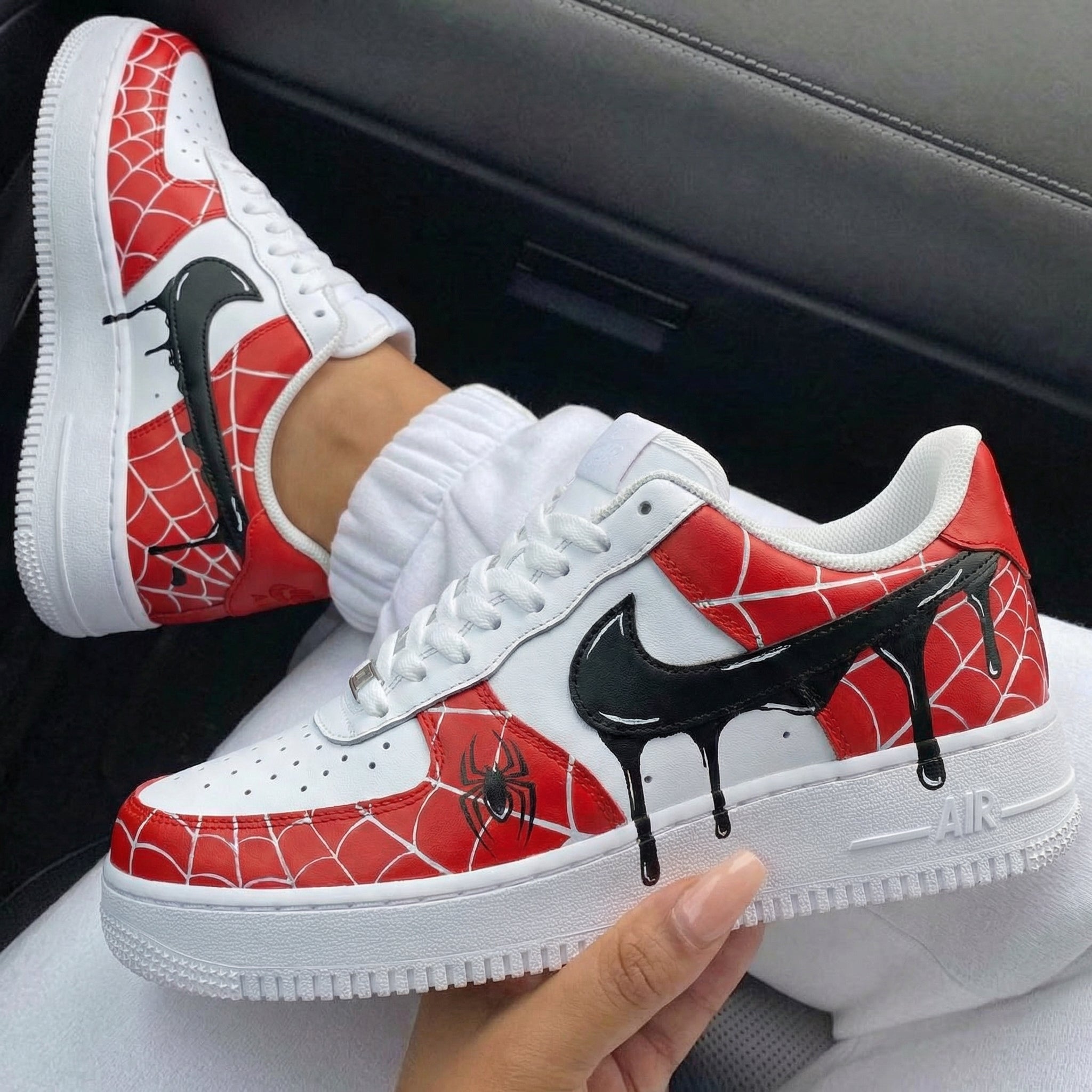 Red Black Spider Web Spider Drip Custom Air Force 1-shecustomize