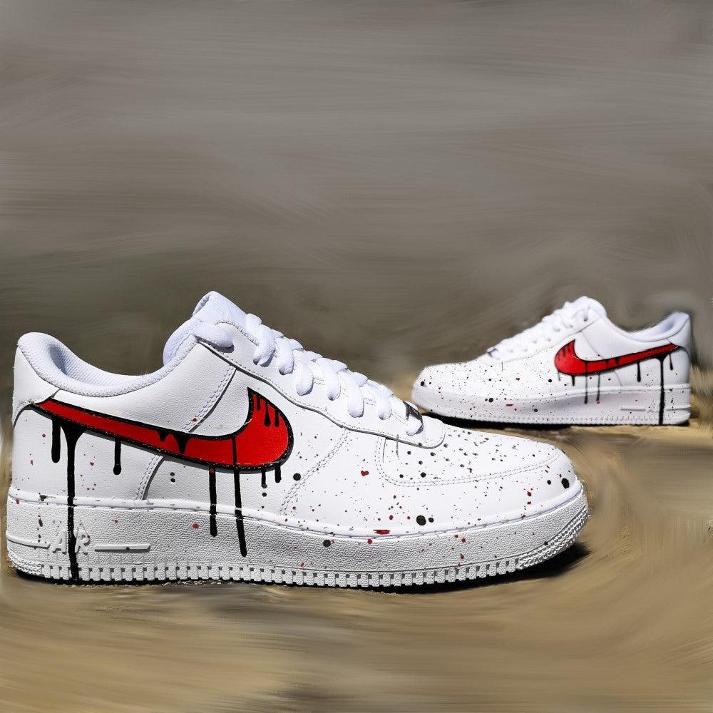 Red Black Splash Drip Custom Air Force 1-shecustomize