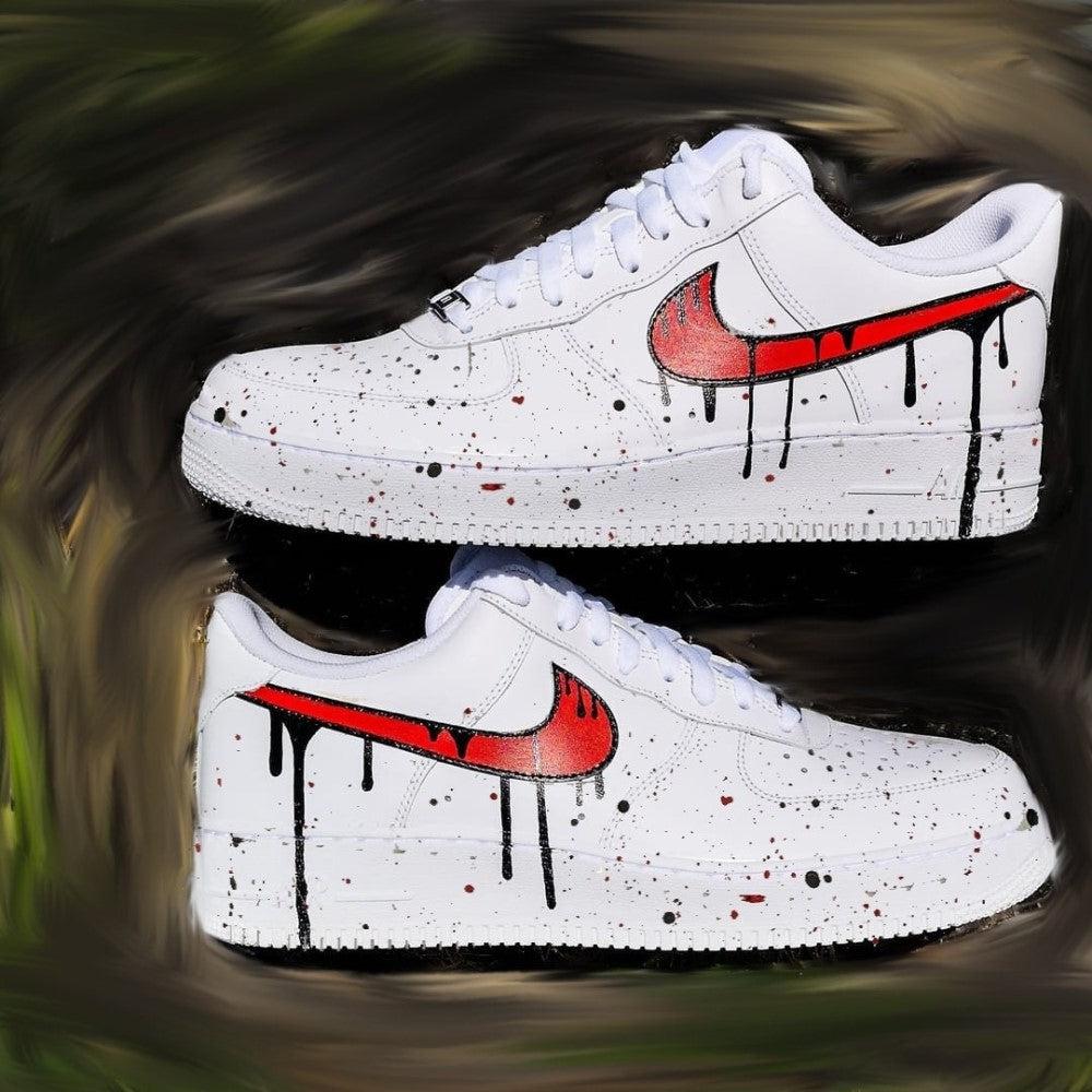 Red Black Splash Drip Custom Air Force 1-shecustomize