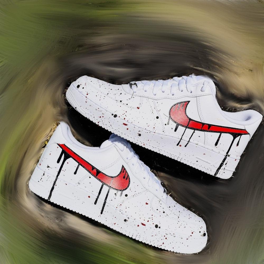Red Black Splash Drip Custom Air Force 1-shecustomize