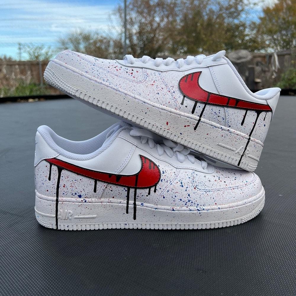 Red Black Splash Drip Custom Air Force 1-shecustomize