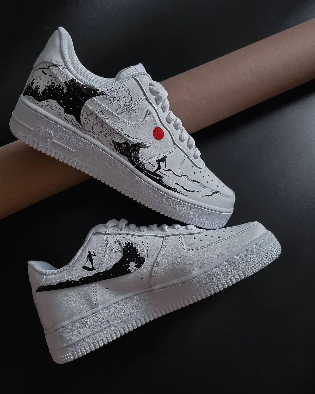 Red Black Wave Theme Custom Air Force 1-shecustomize