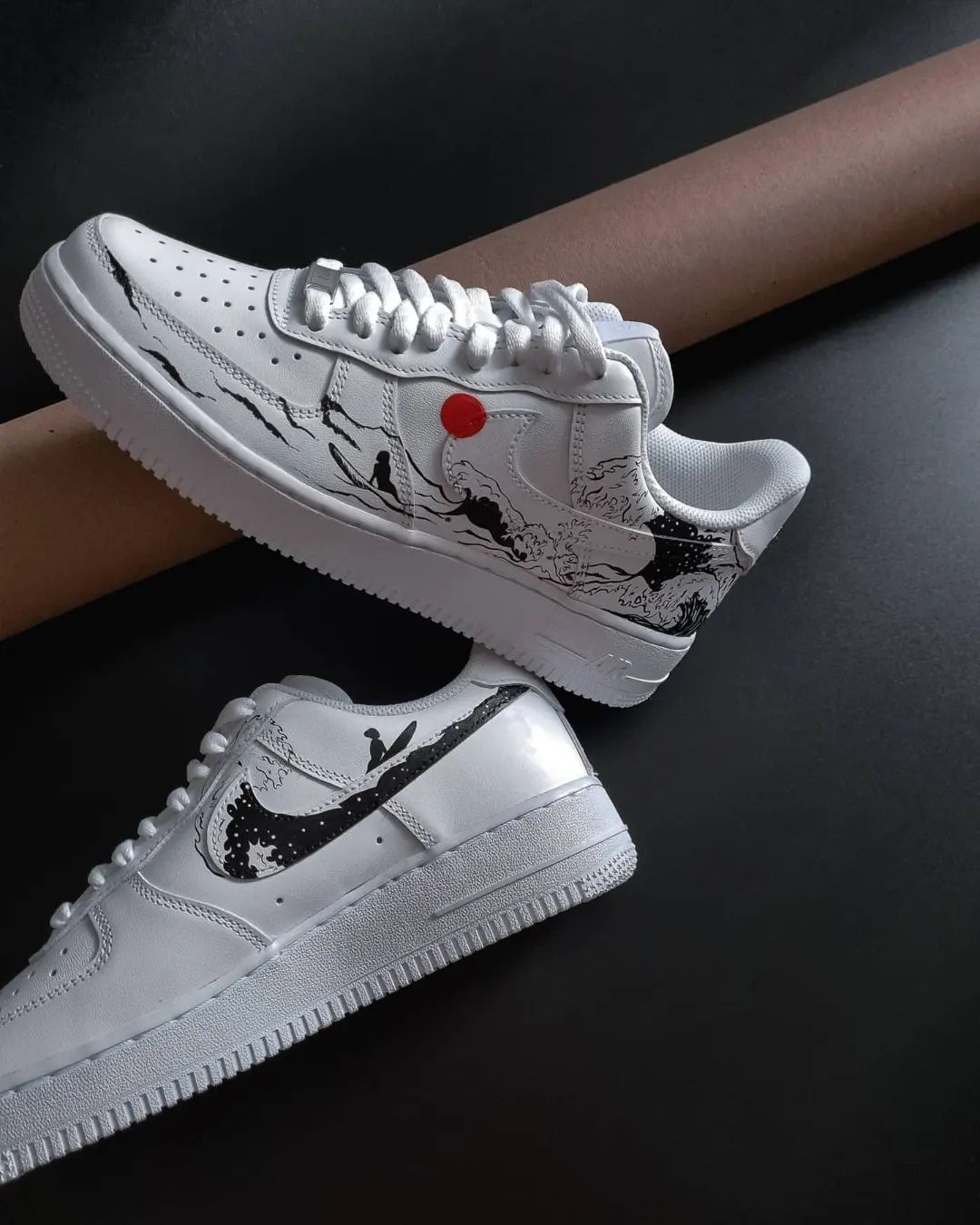 Red Black Wave Theme Custom Air Force 1-shecustomize