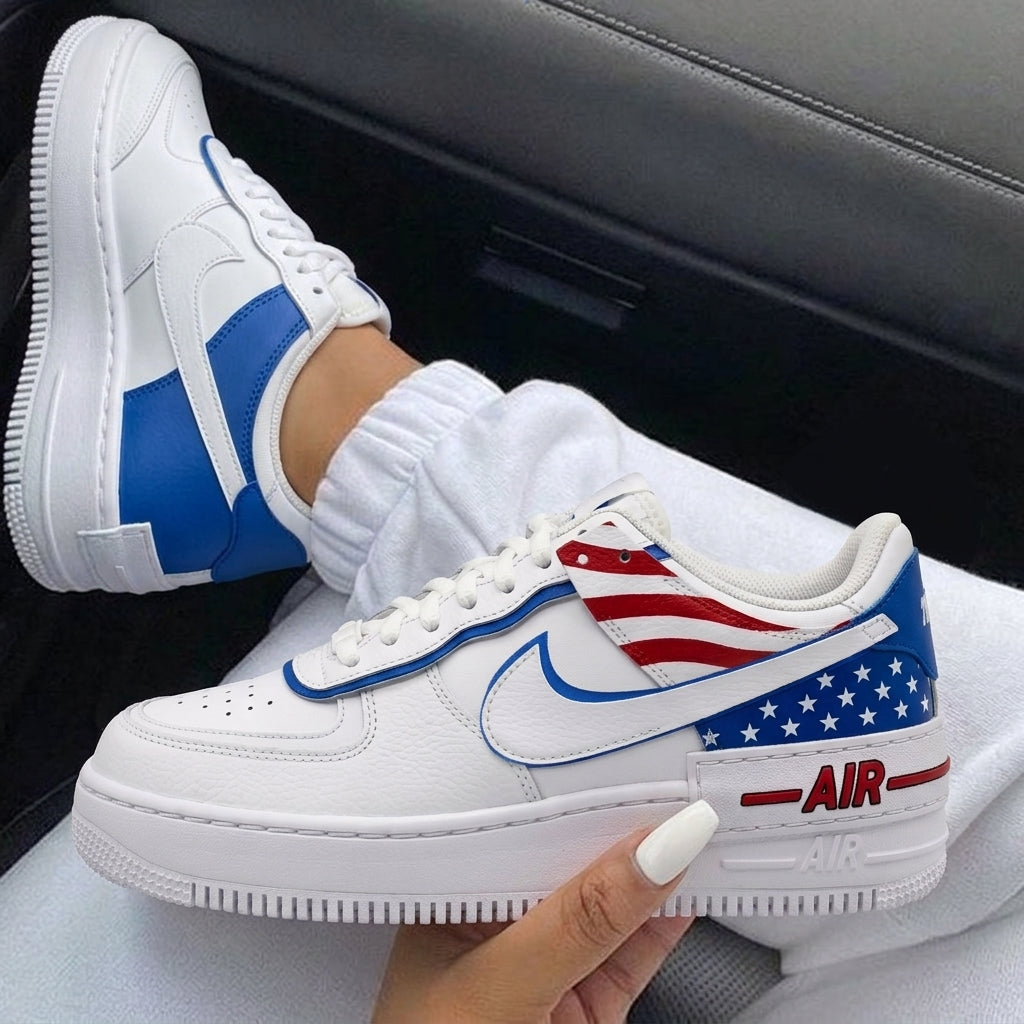 Red Blue American Flag Custom Air Force 1 Shadow-shecustomize