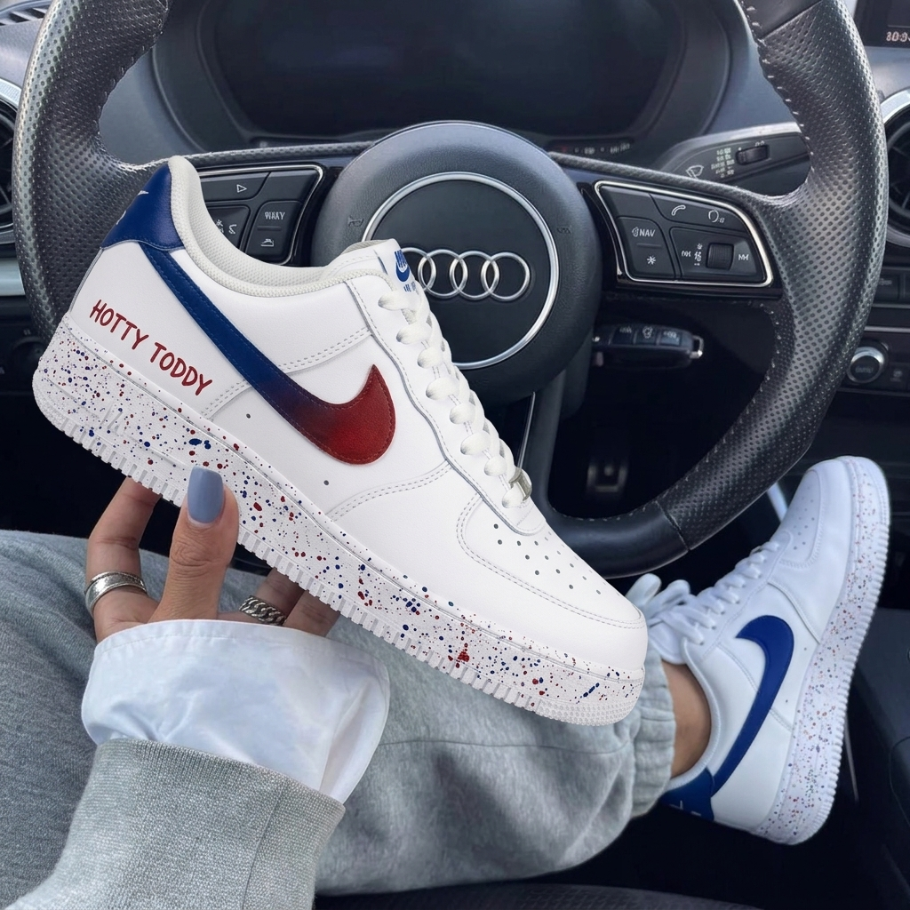 Red Blue Speckled Custom Air Force 1-shecustomize