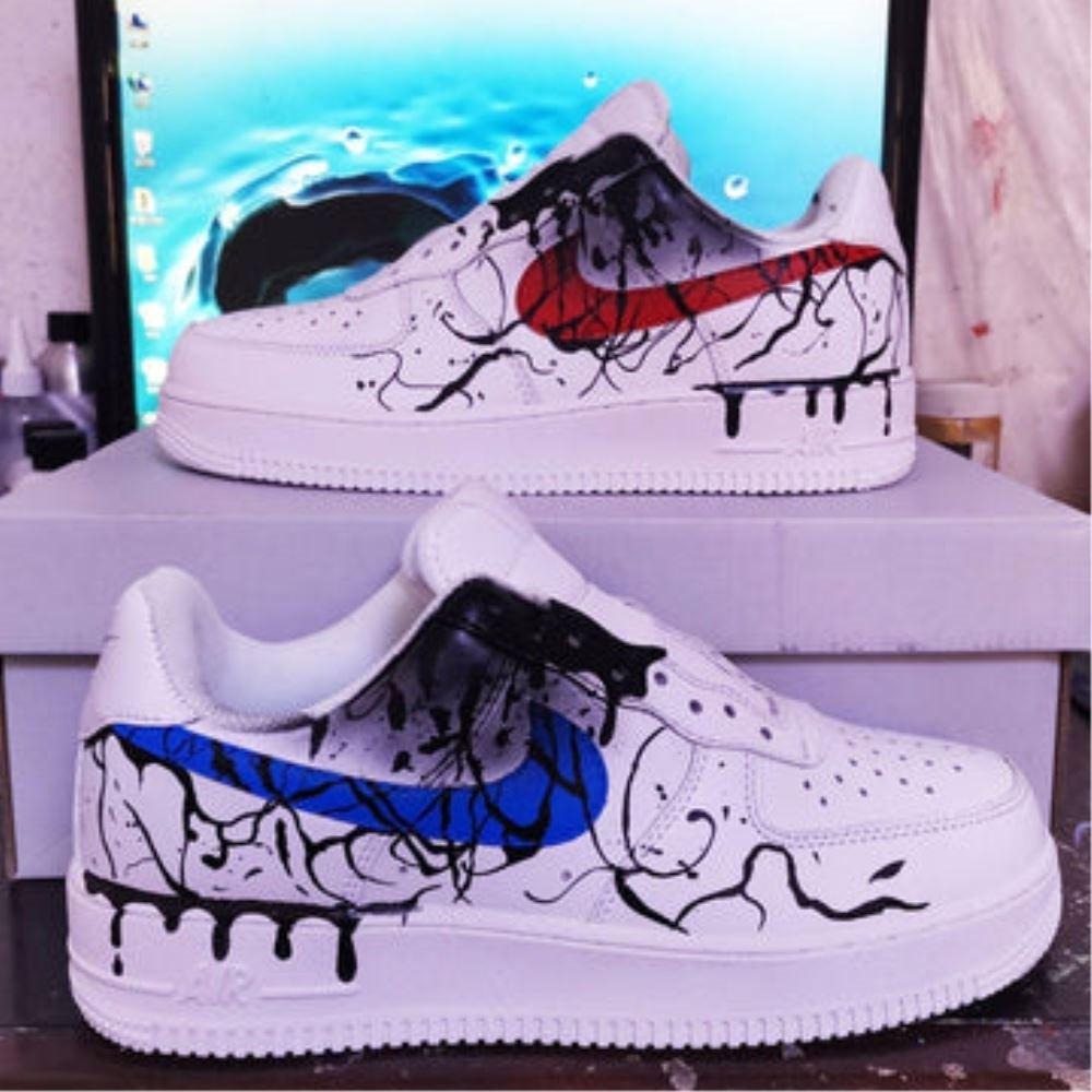 Red Blue Splash Drip Custom Air Force 1-shecustomize