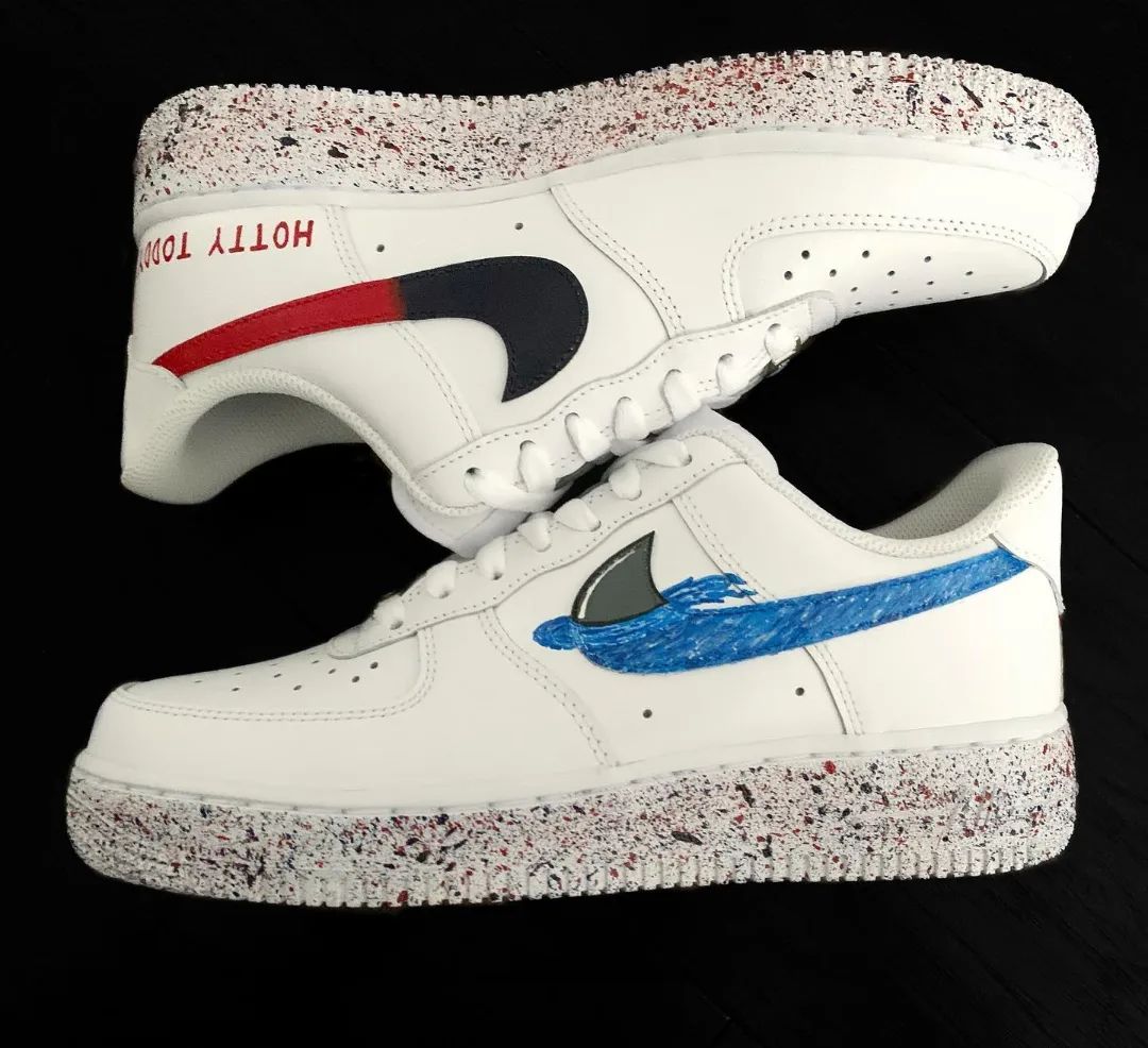 Red Blue Splatter Custom Air Force 1-shecustomize