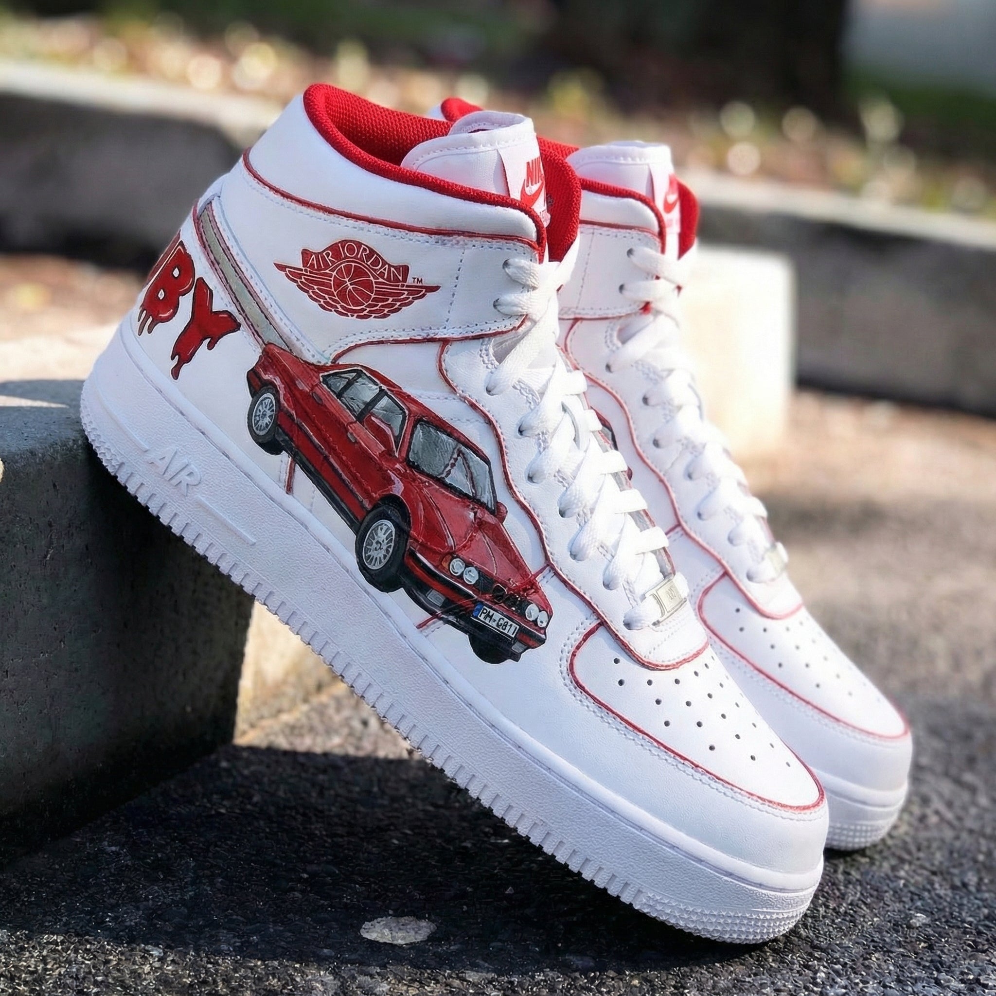 Red Car Themed Custom Air Force 1-shecustomize