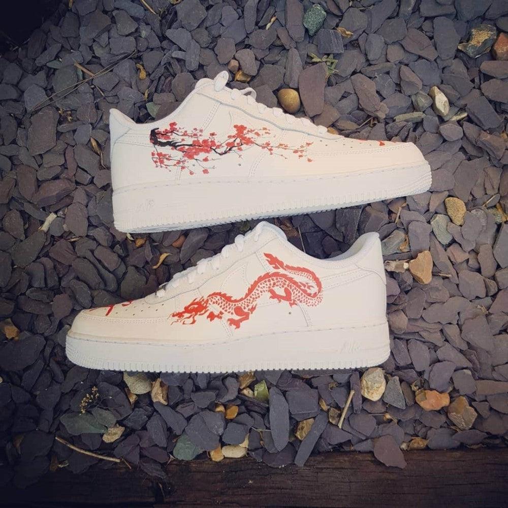 Red Dragon Red Flower Custom Air Force 1-shecustomize