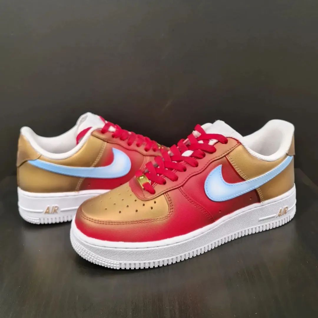 Red Gold Baby Blue Custom Air Force 1-shecustomize