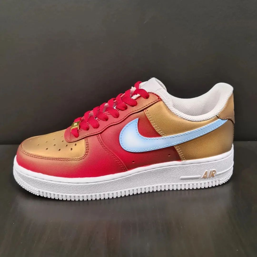 Red Gold Baby Blue Custom Air Force 1-shecustomize